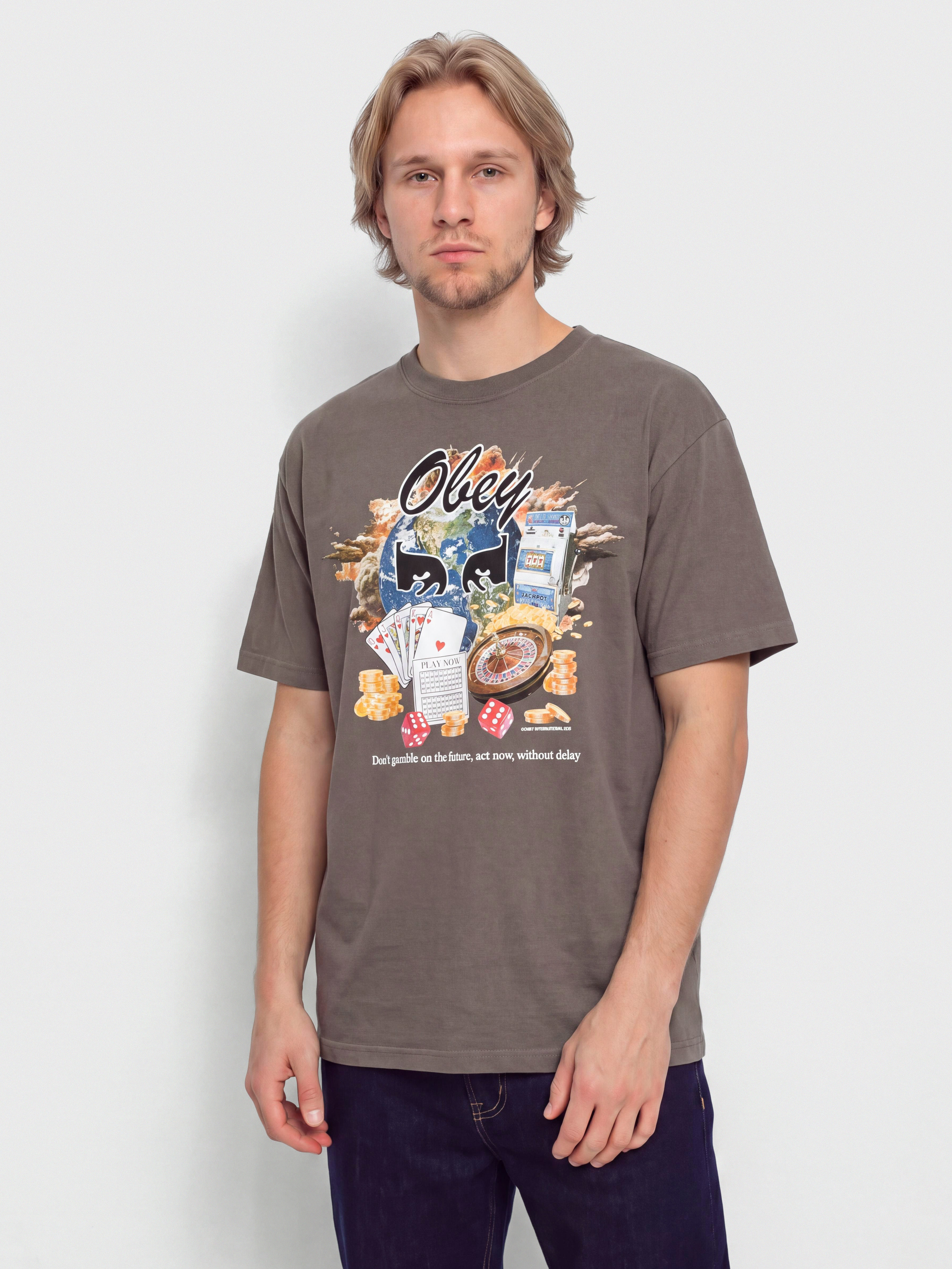 Футболка OBEY Obey Act Now (pigment dusty black)