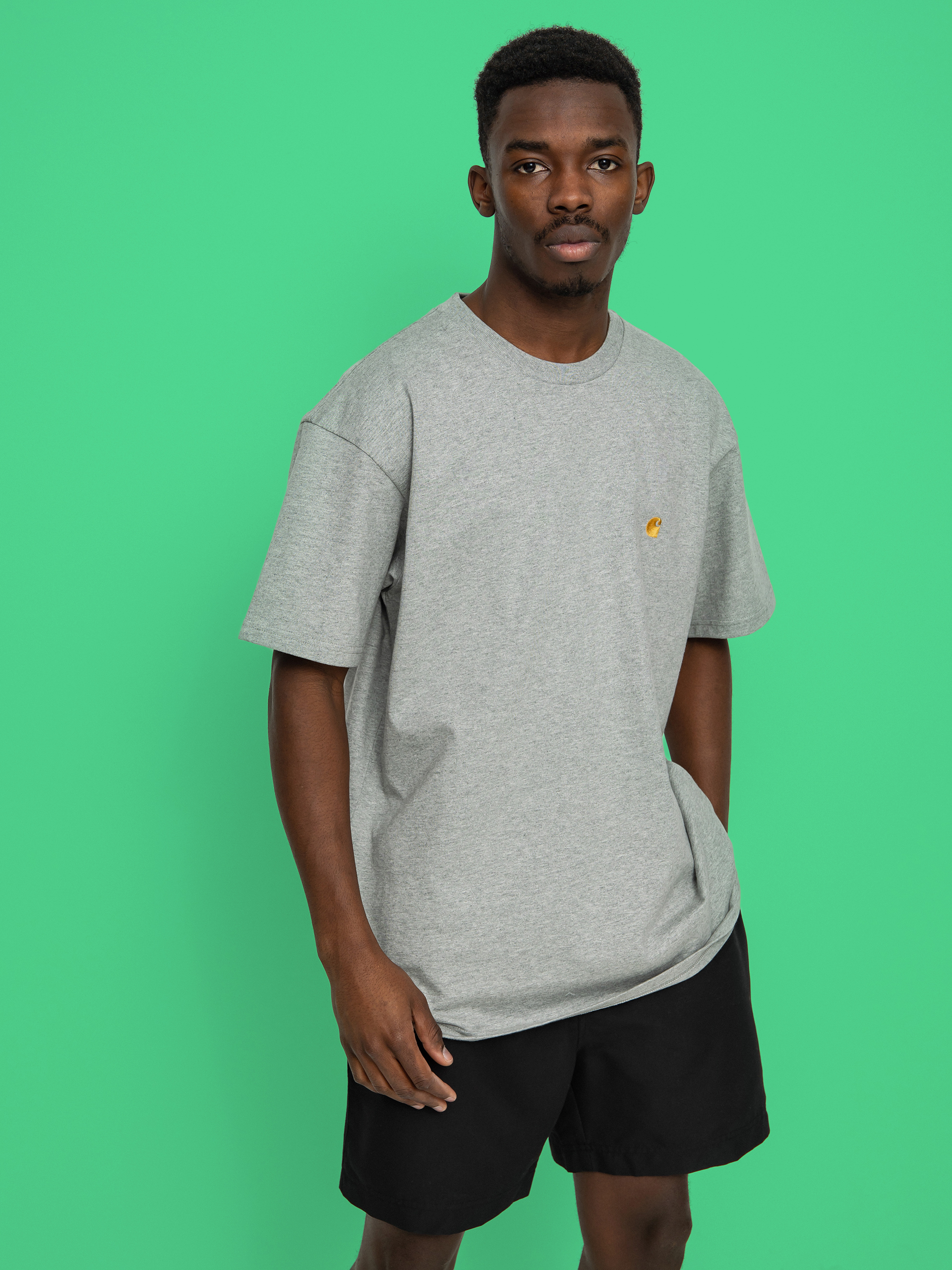 Футболка Carhartt WIP Chase (grey heather/gold)