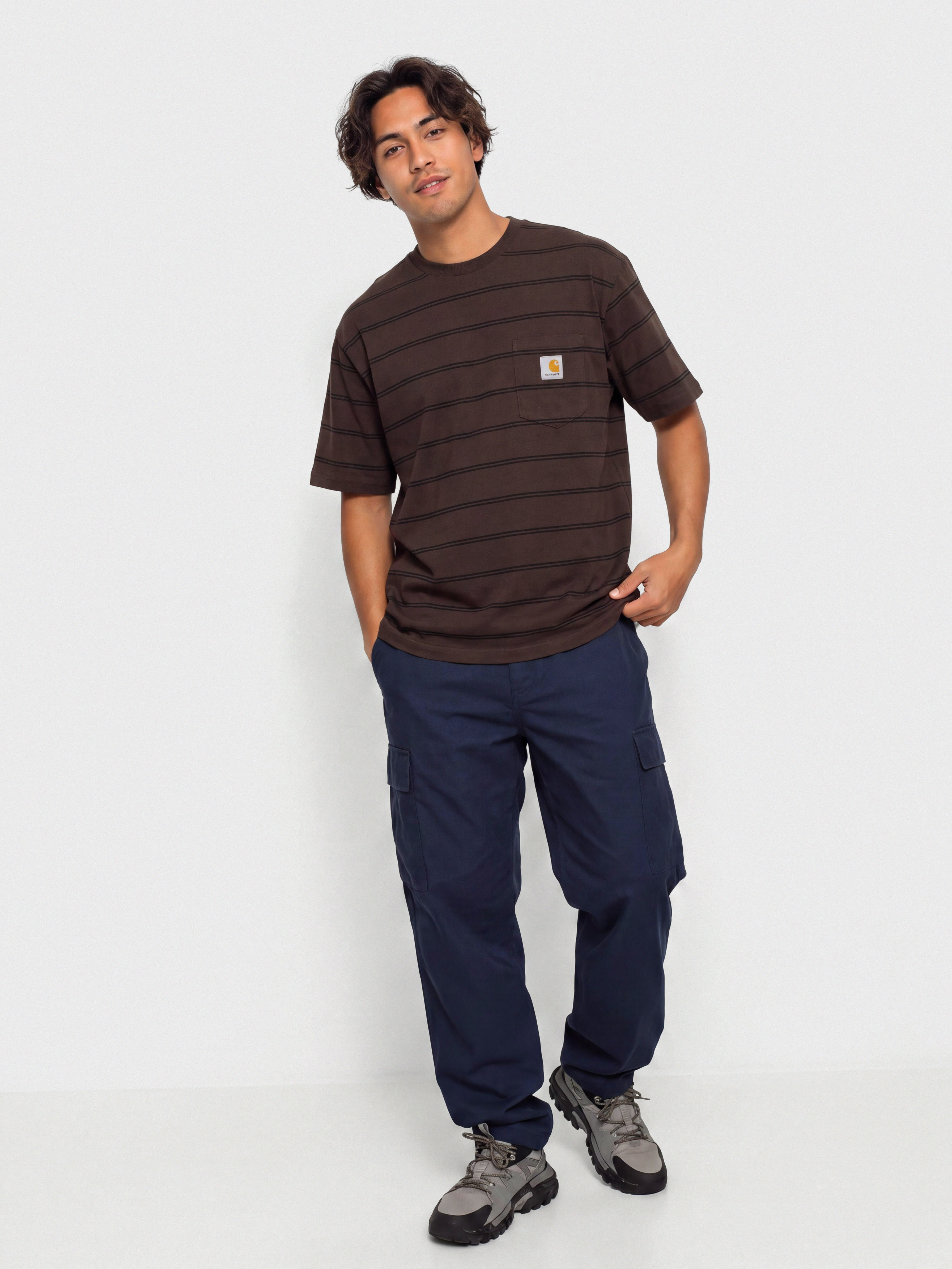 Футболка Carhartt WIP Cardona Pocket (cardona stripe natural/palisander/garment dyed)