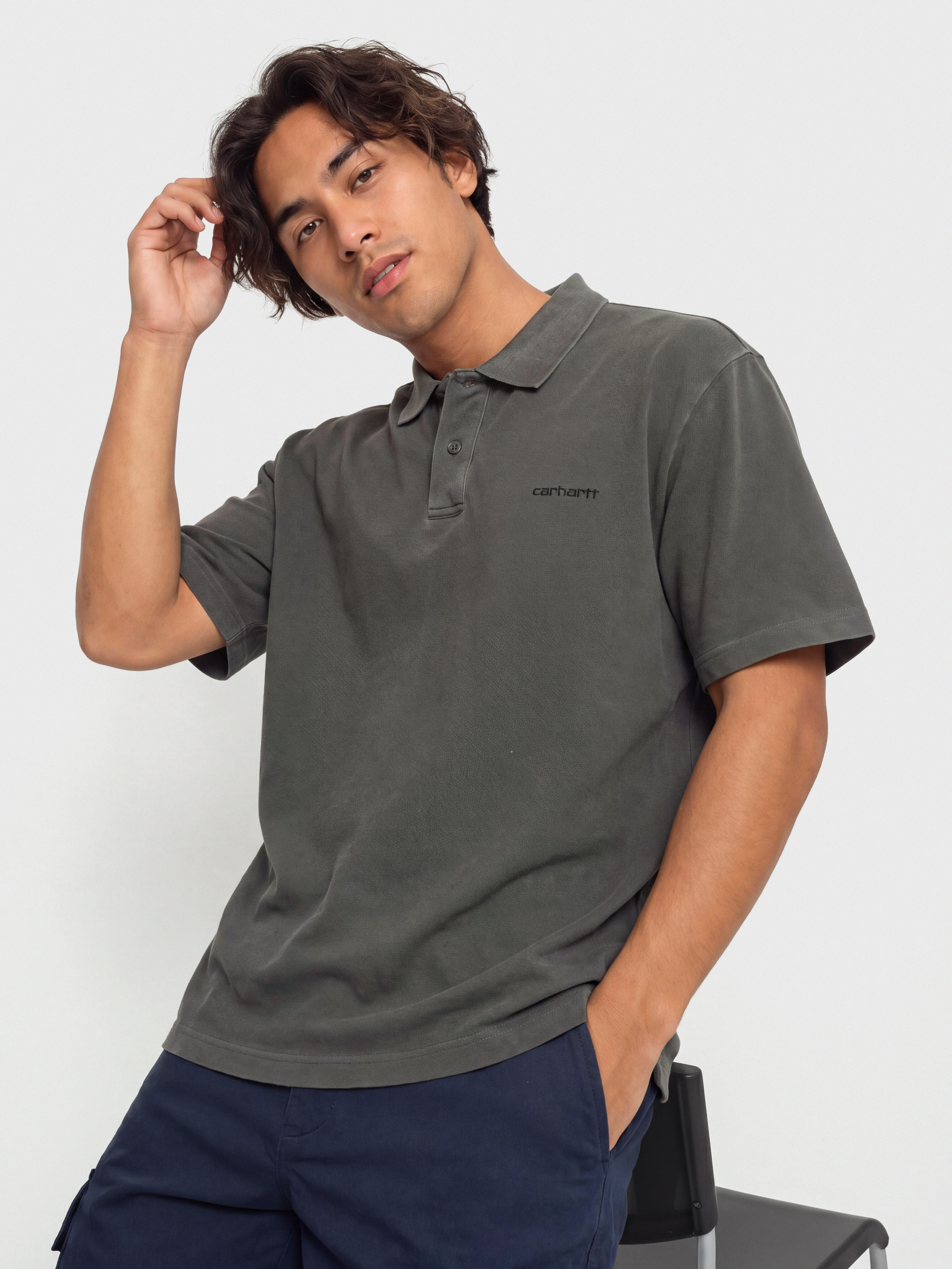 Футболка Carhartt WIP Wayne Polo (black/garment dyed)