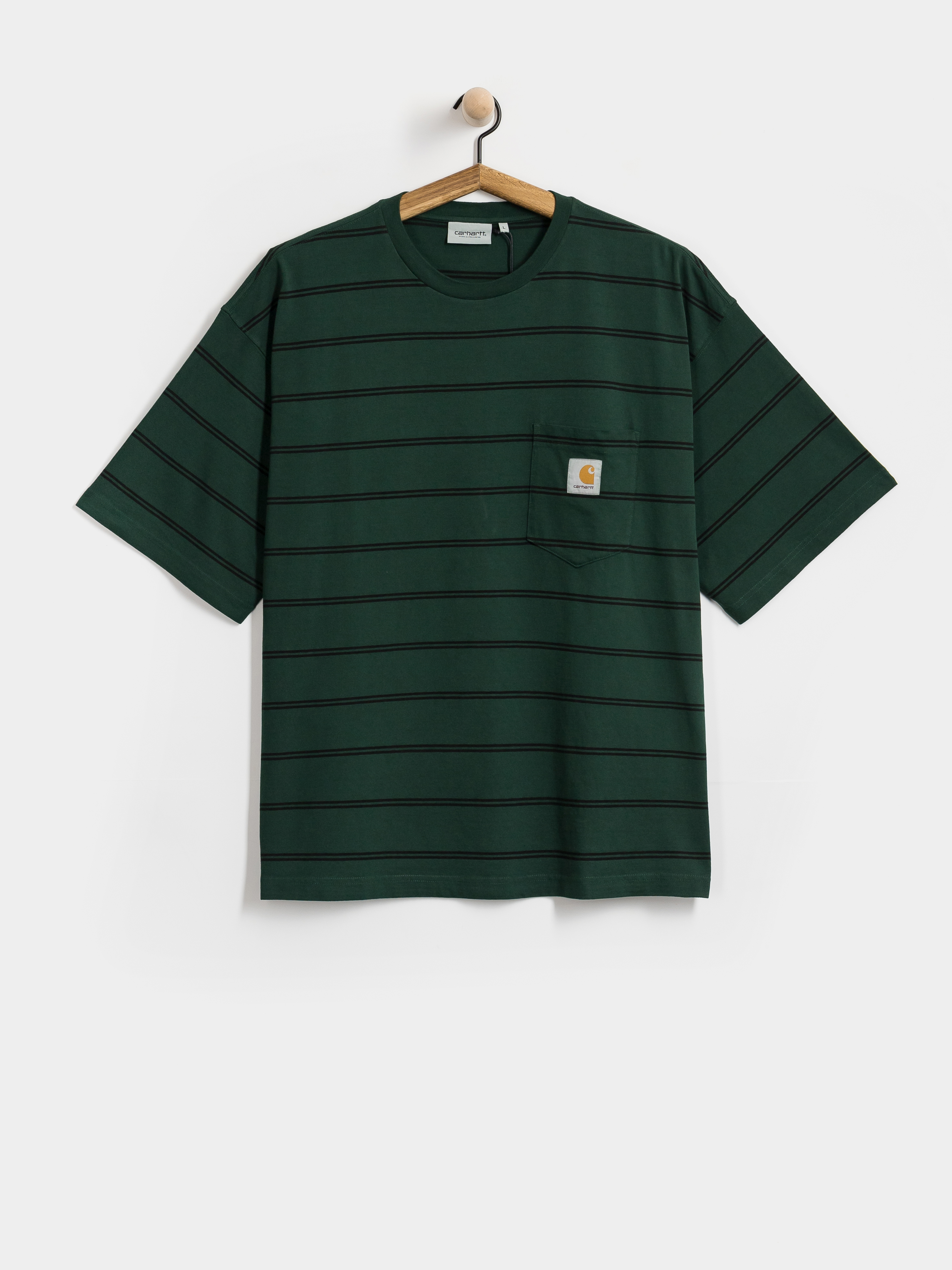 Футболка Carhartt WIP Cardona Pocket (cardona stripe natural/dark scarab/garment dyed)