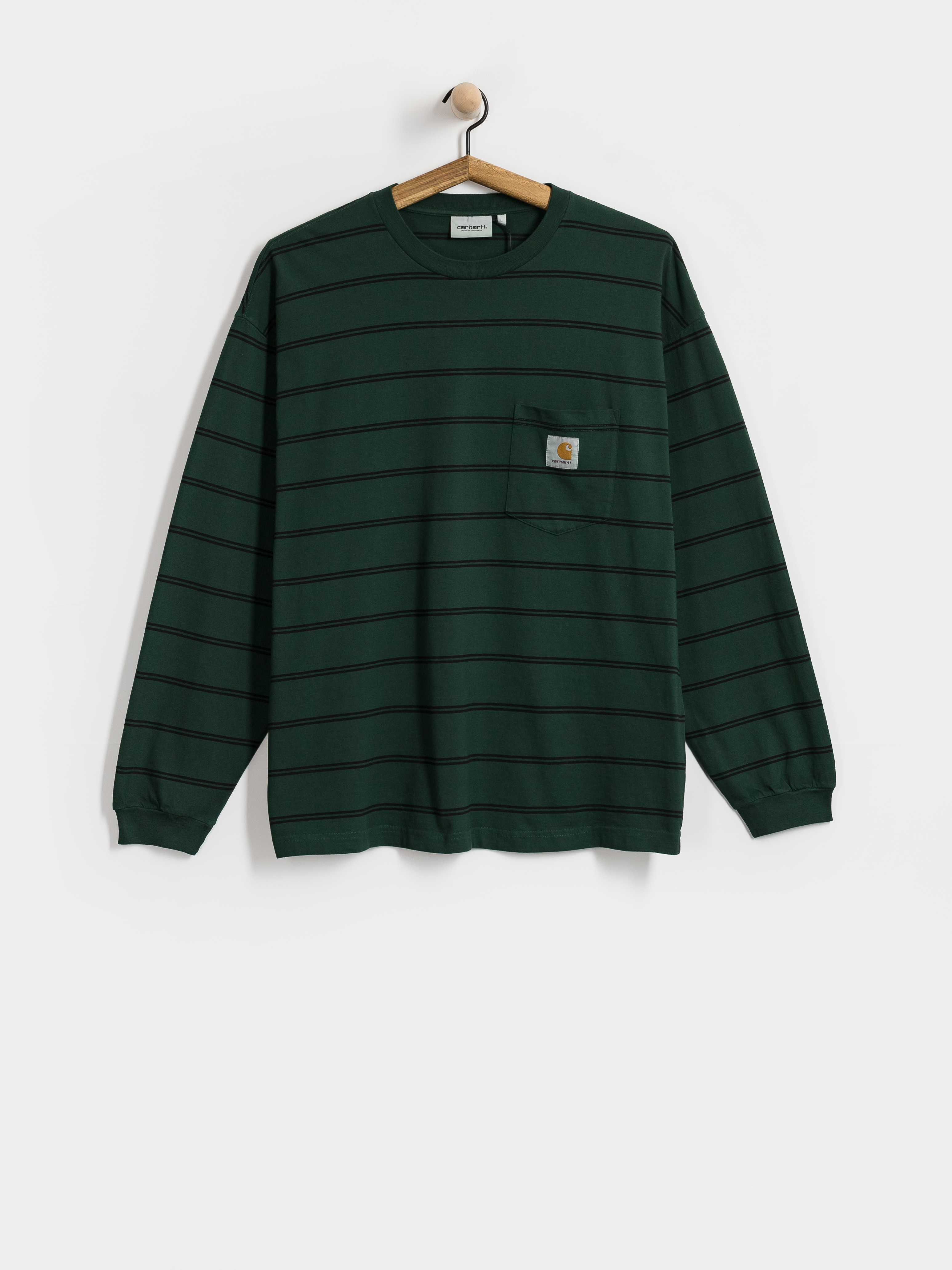 Лонгслів Carhartt WIP Cardona Pocket (cardona stripe natural/dark scarab/garment dyed)