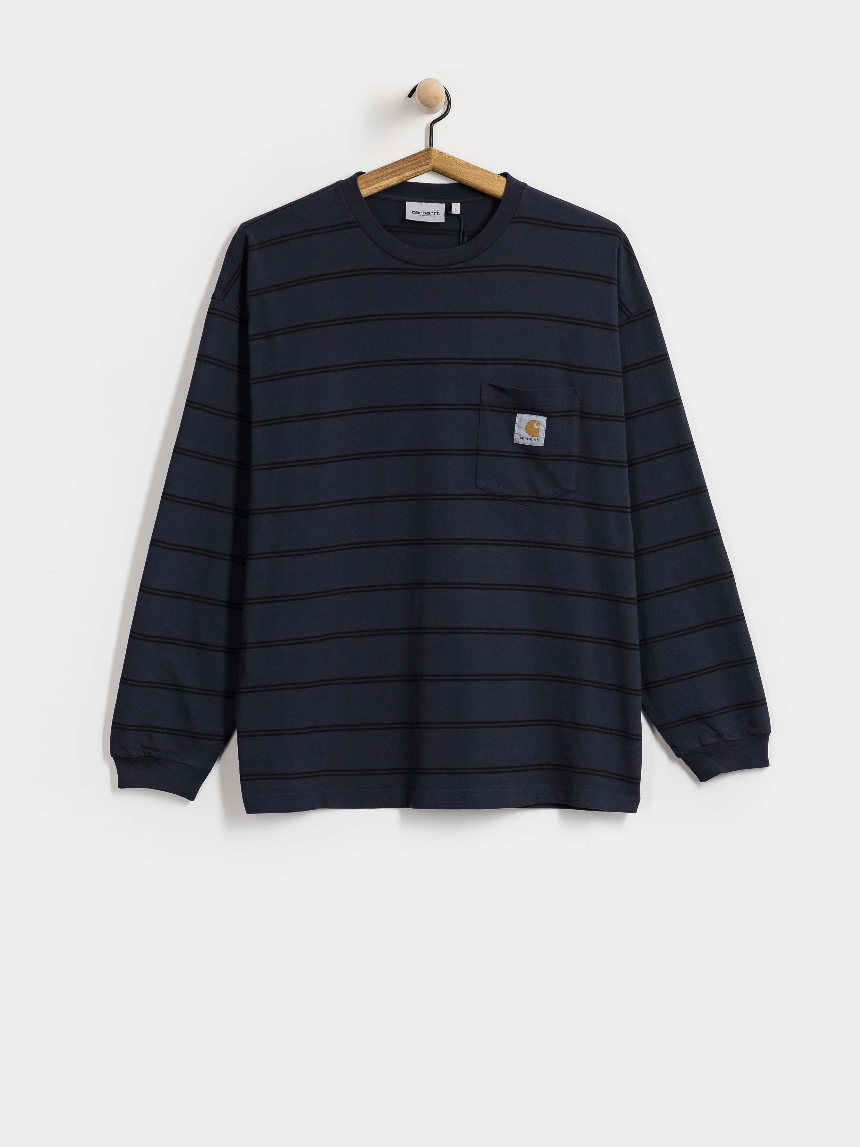 Лонгслів Carhartt WIP Cardona Pocket (cardona stripe natural/dark navy/garment dyed)