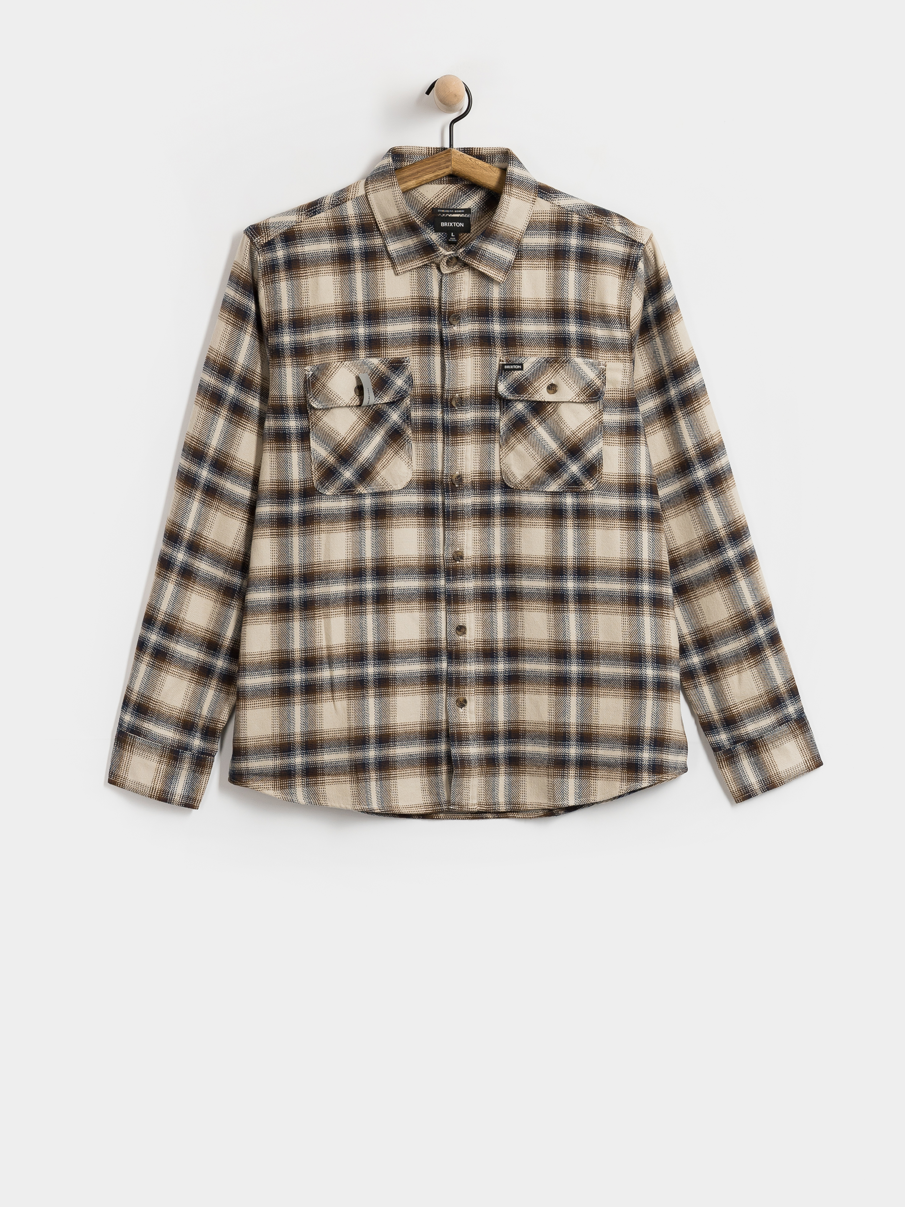 Сорочка Brixton Bowery Flannel Ls (soft brown plaid)