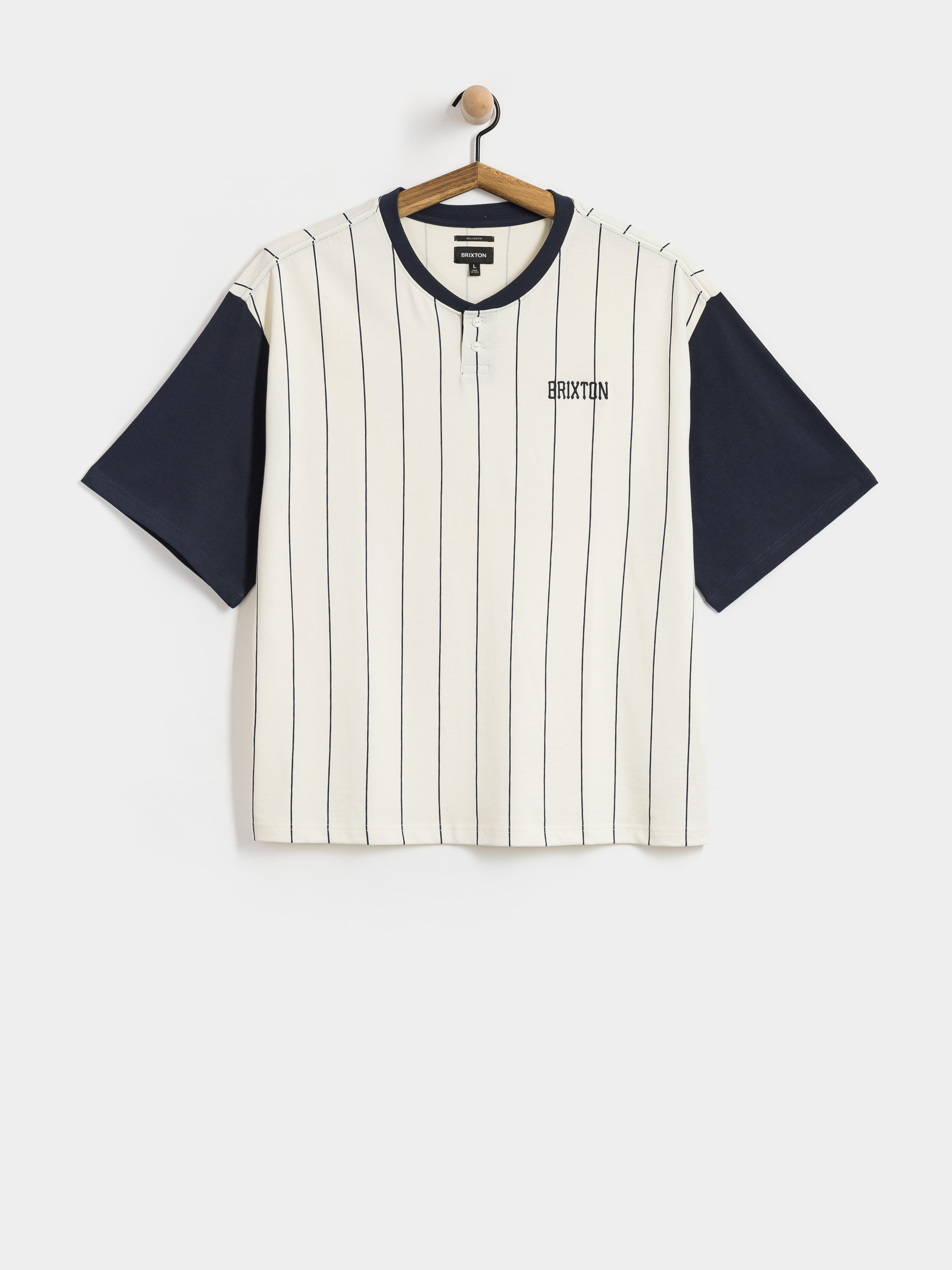 Футболка Brixton T-Shirt Boxy Baseball (off white stripe/washed navy)