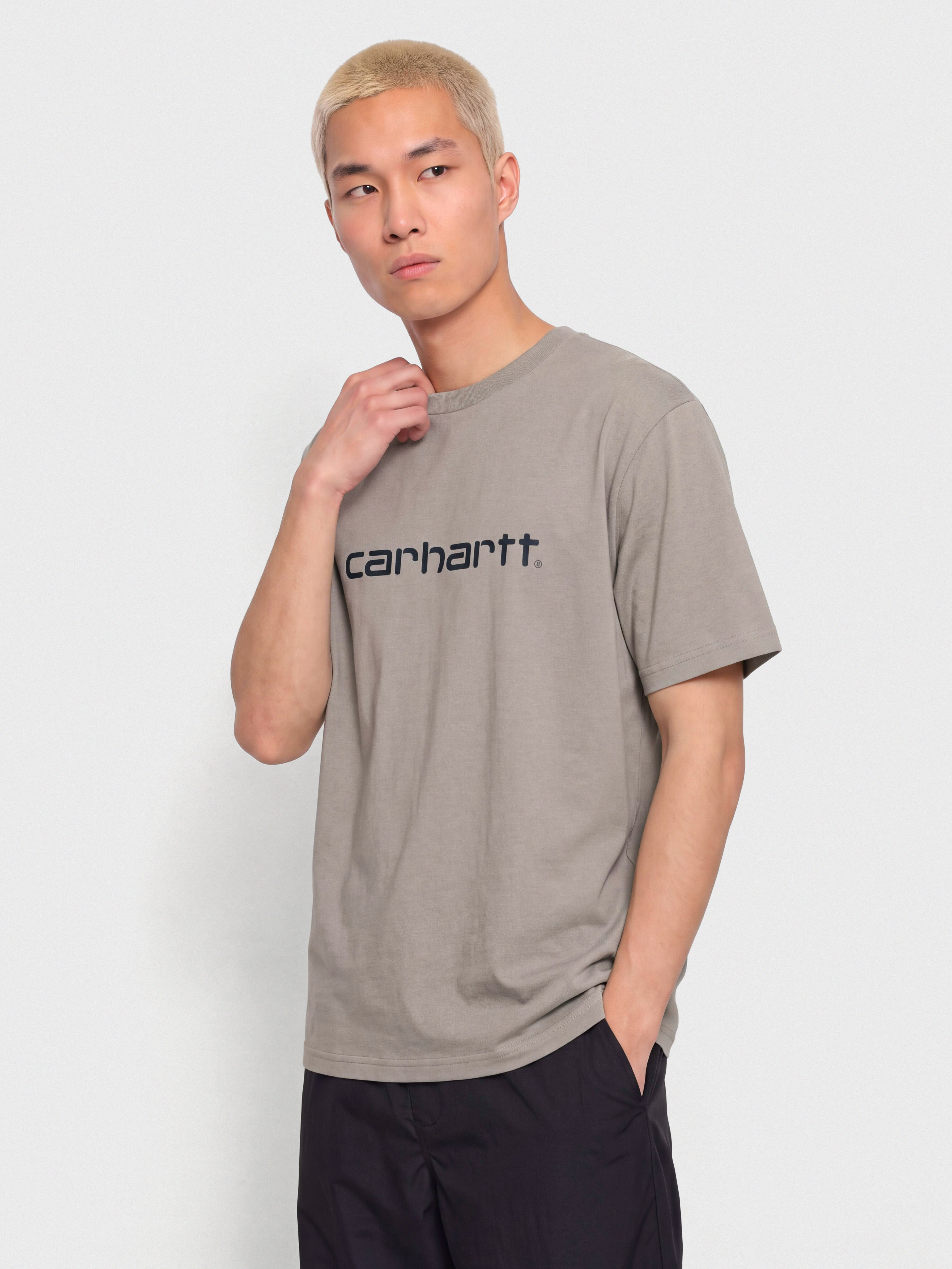 Футболка Carhartt WIP Script (shady grey/dark navy)