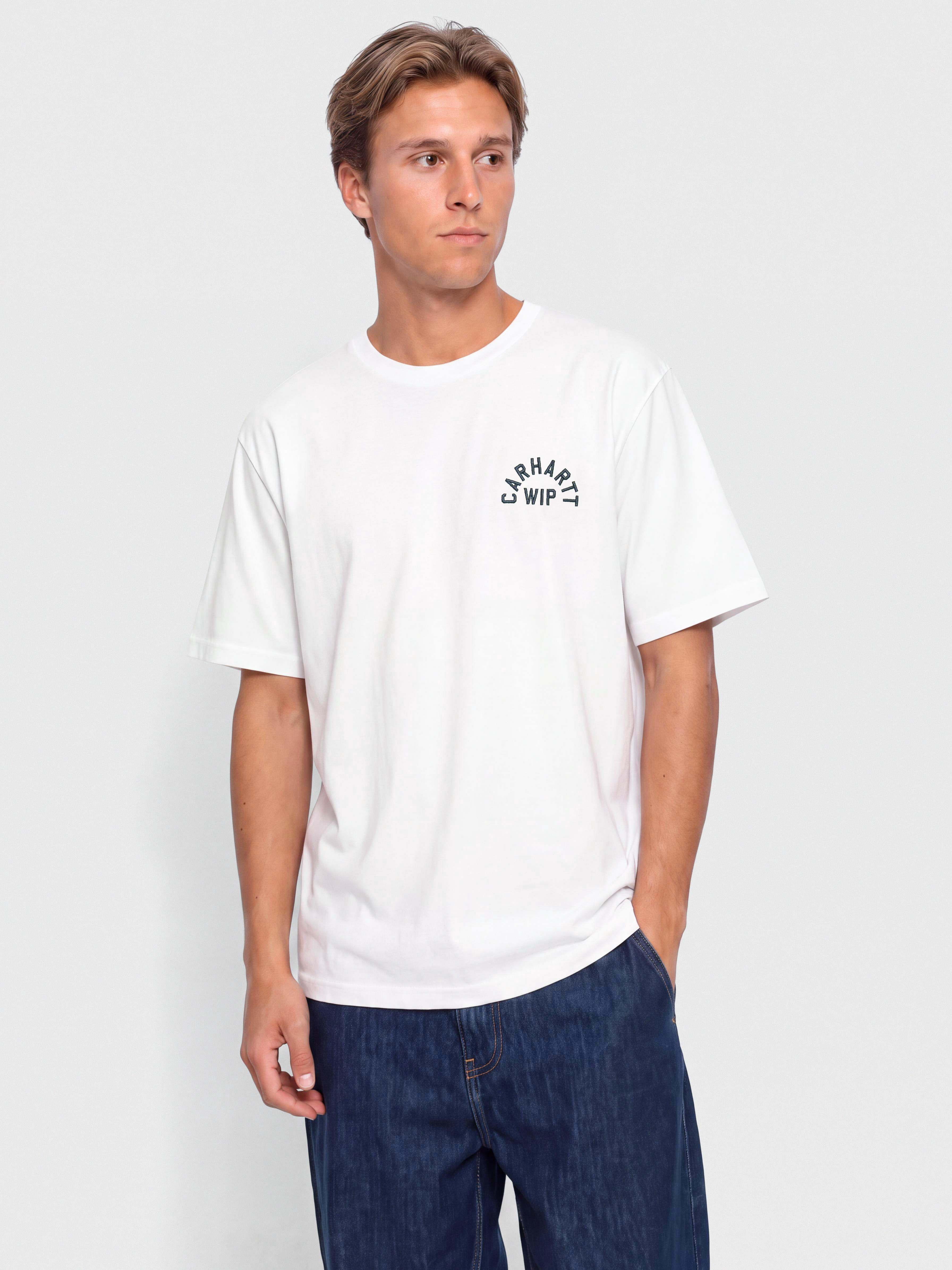 Футболка Carhartt WIP Arch Script (white/dark navy)