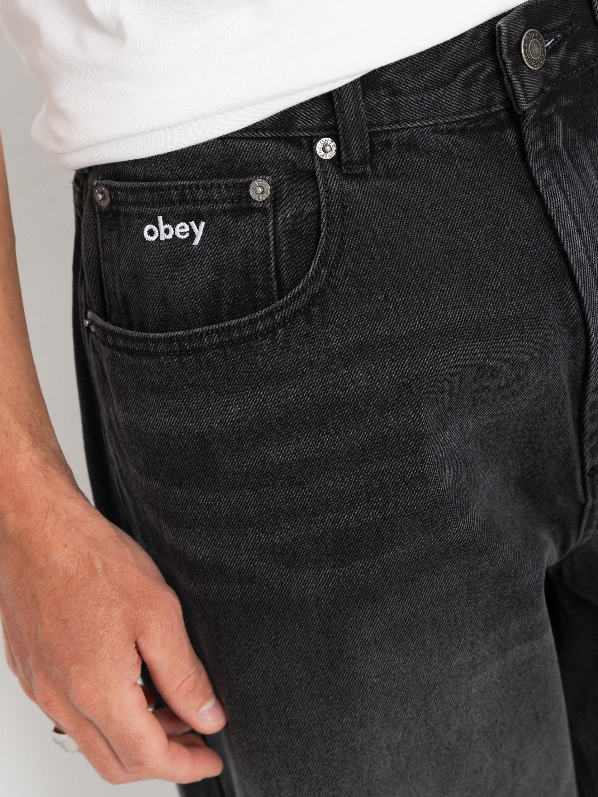 Штани OBEY Bigwig Baggy Denim (heavy vintage black)