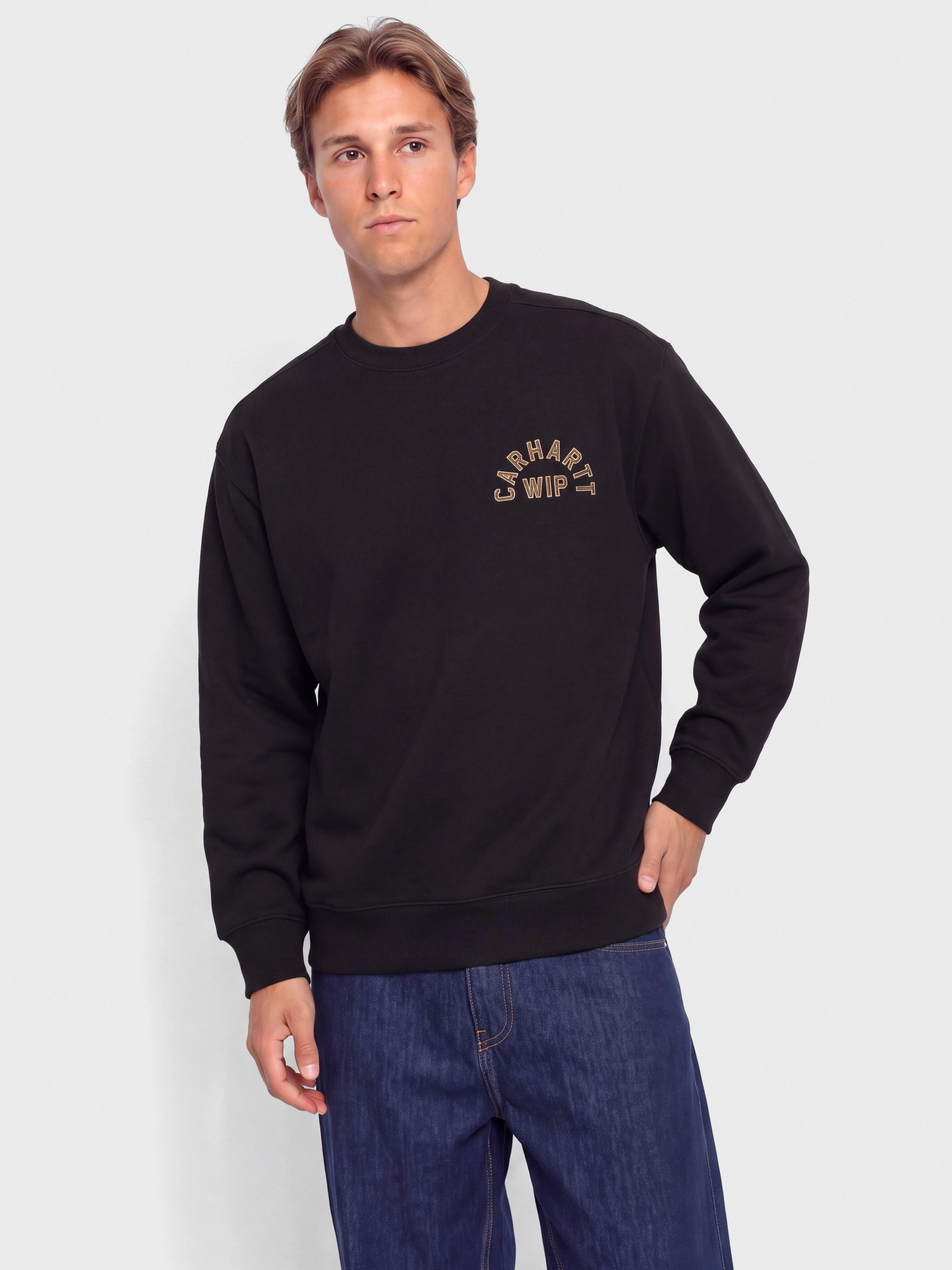 Світшот Carhartt WIP Arch Script (black/hamilton brown/stone washed)