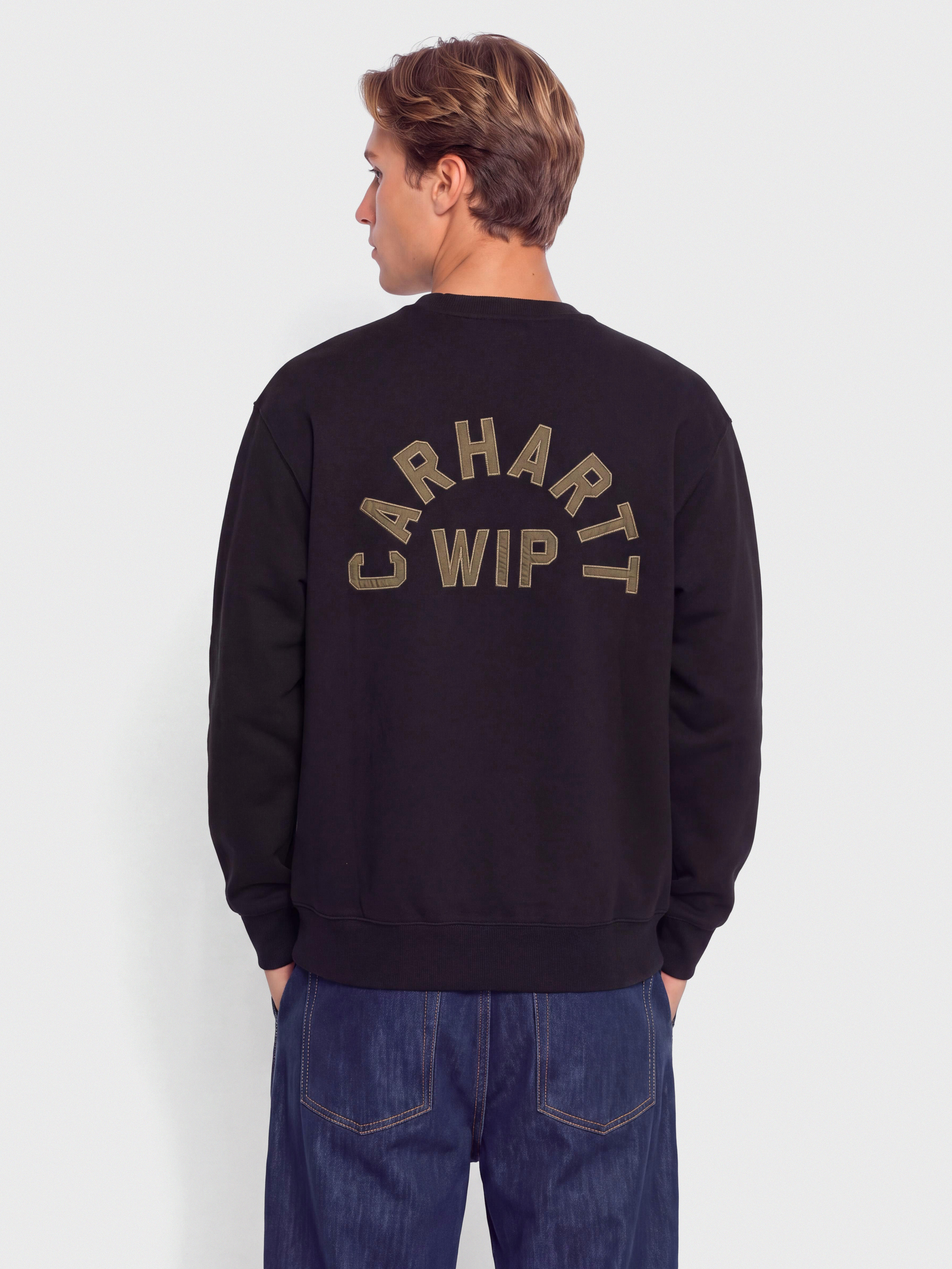 Світшот Carhartt WIP Arch Script (black/hamilton brown/stone washed)