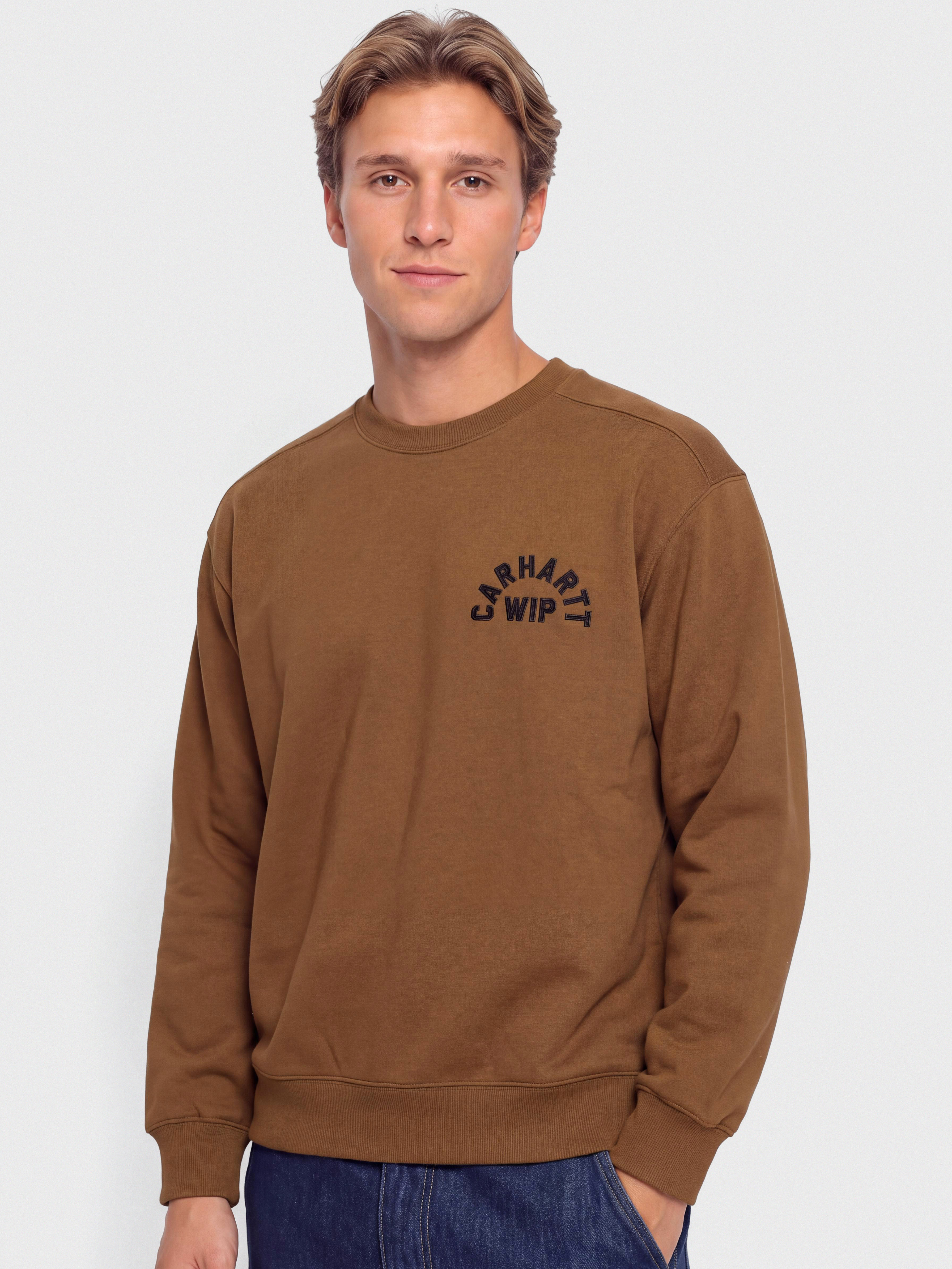 Світшот Carhartt WIP Arch Script (wip h brown/black/stone washed)