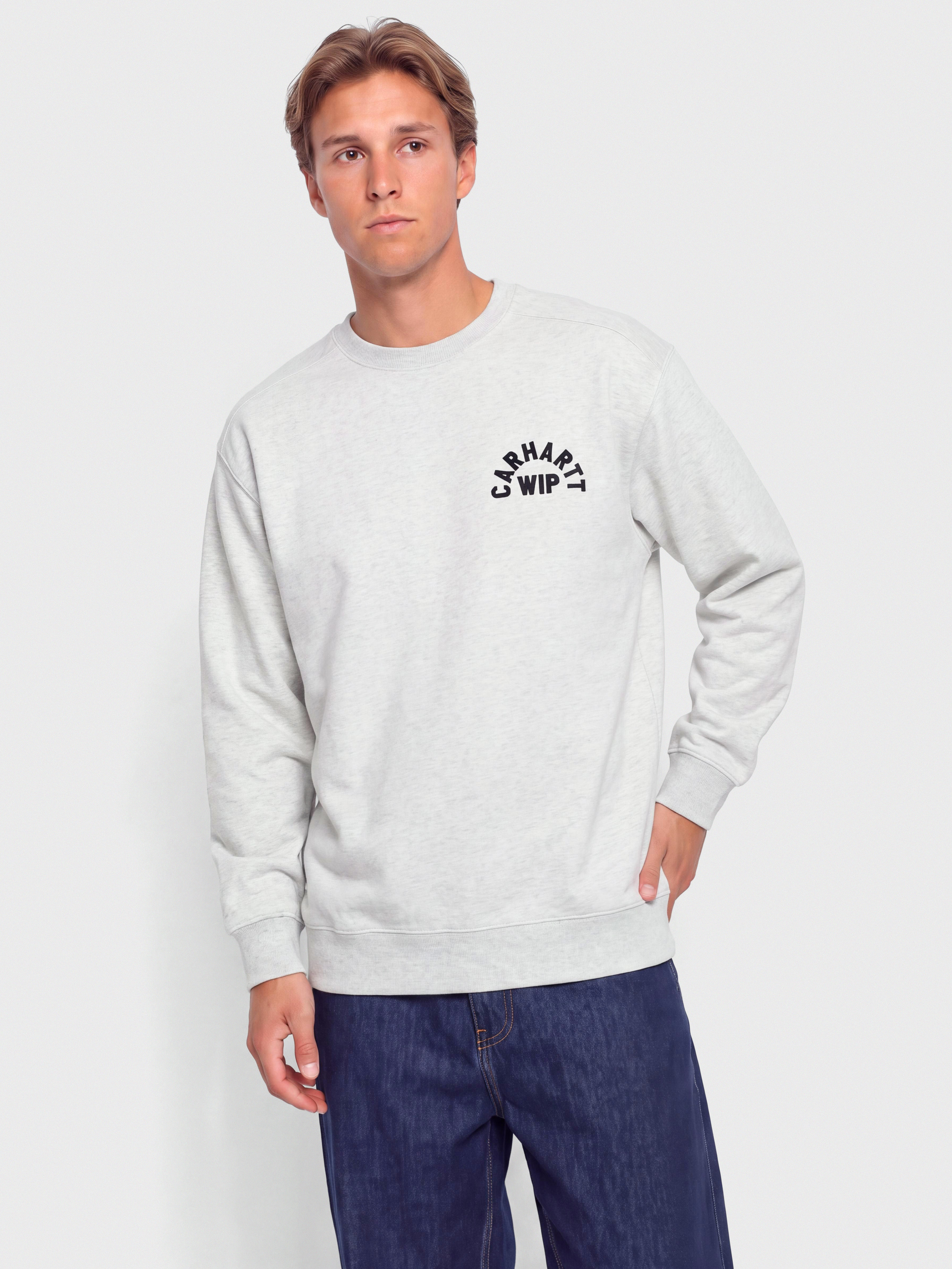 Світшот Carhartt WIP Arch Script (ash heather/dark navy/stone washed)