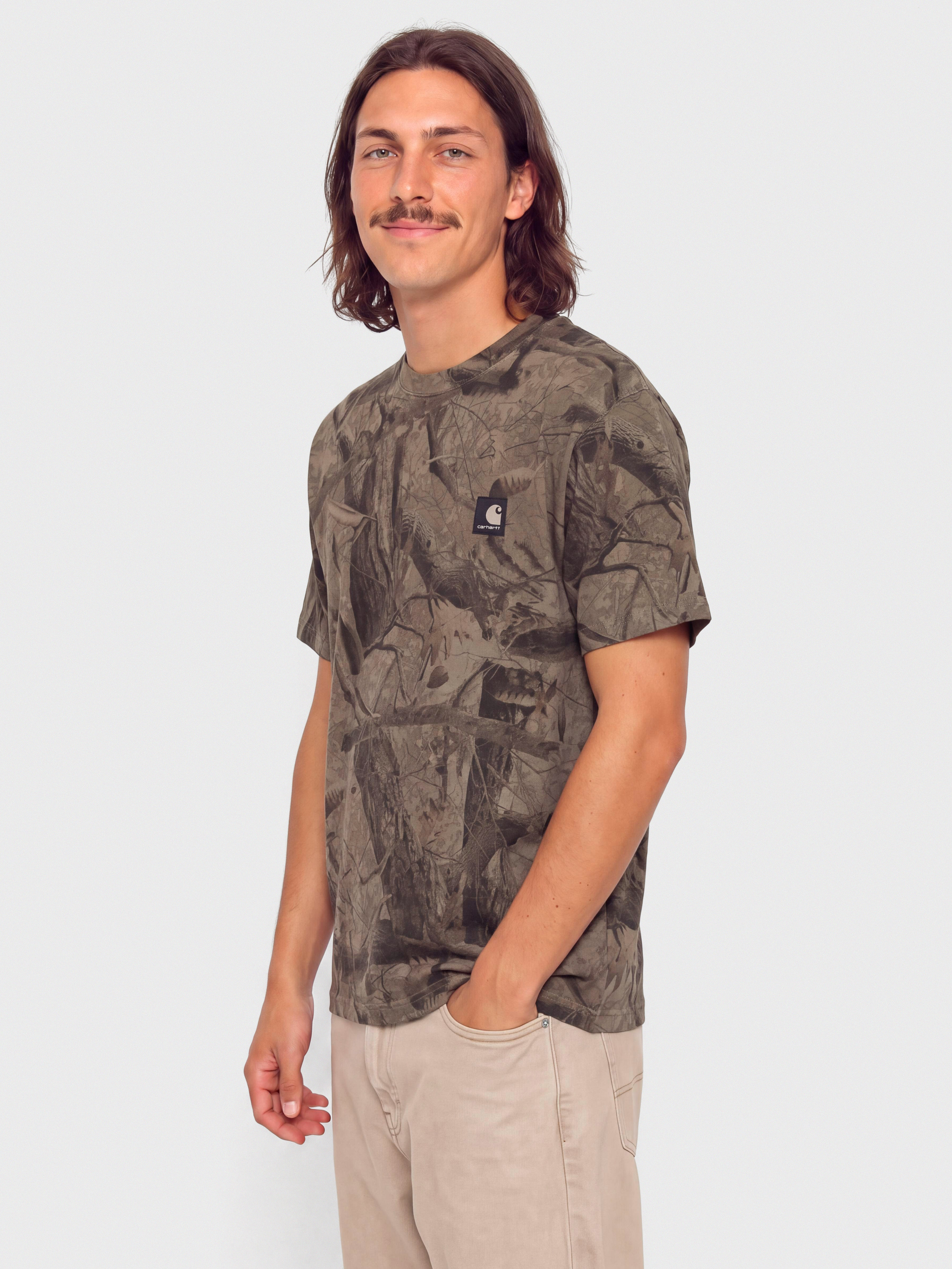 Футболка Carhartt WIP Feather Tree (camo feather tree khaki/shungite/garment dyed)