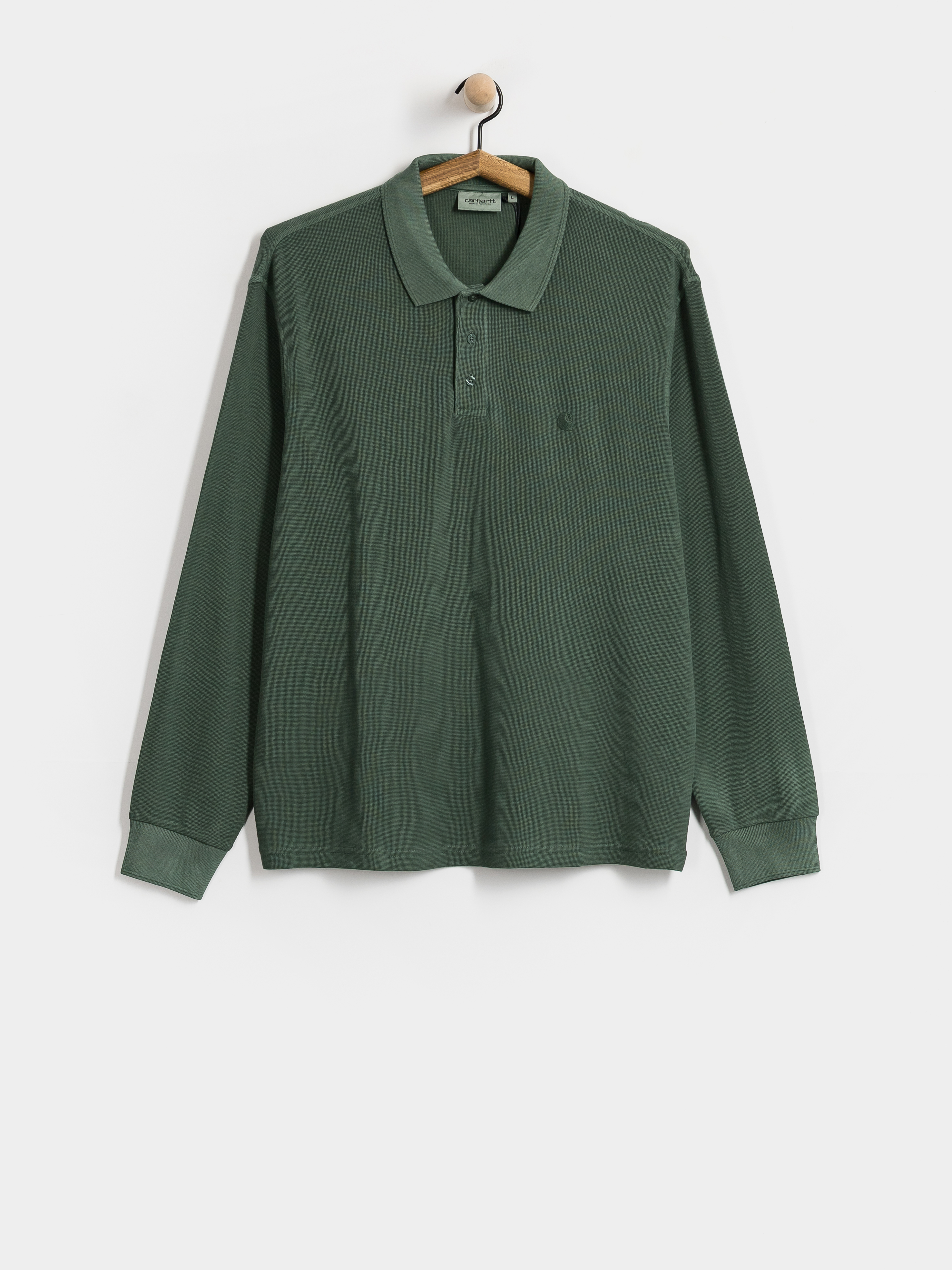 Лонгслів Carhartt WIP Waffle Rugby (dark scarab/garment dyed)