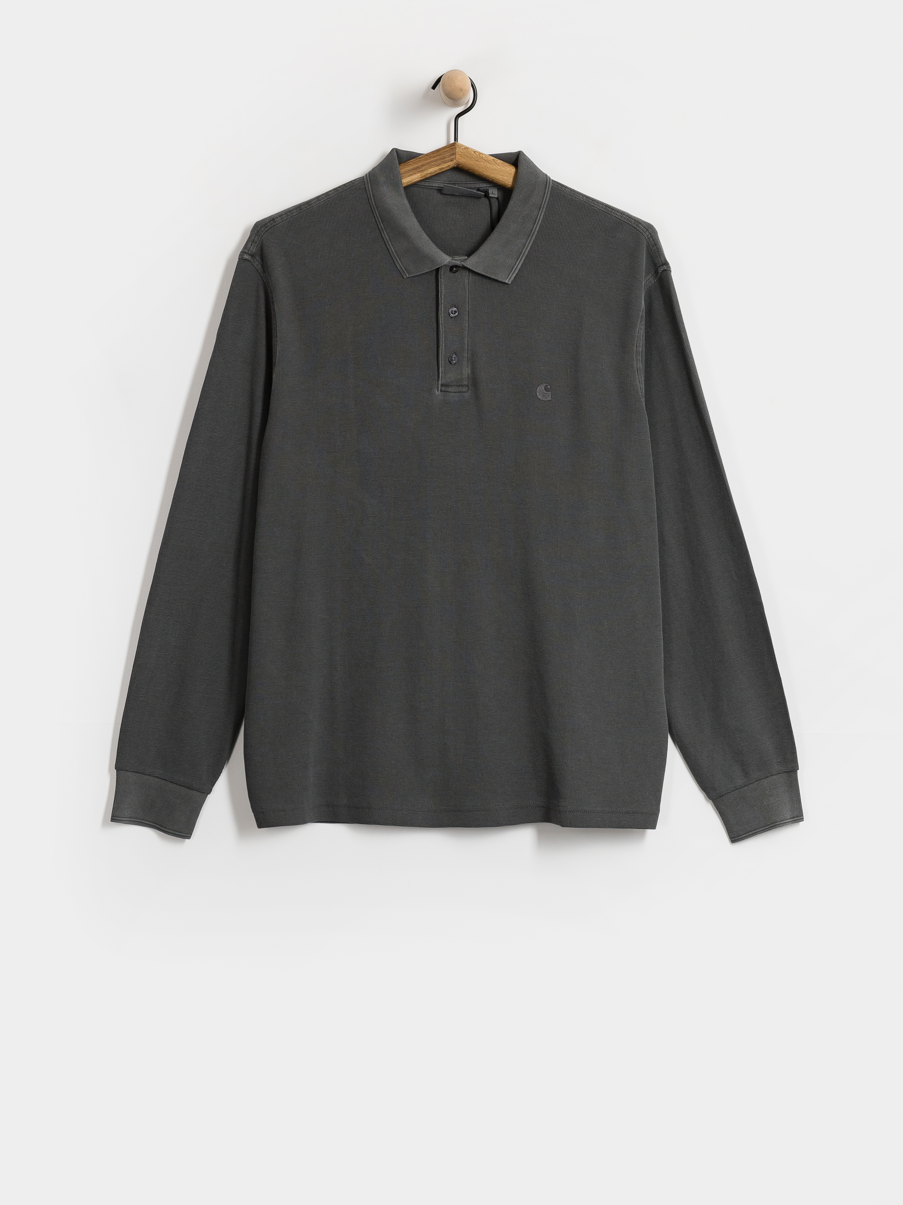 Лонгслів Carhartt WIP Waffle Rugby (black/garment dyed)