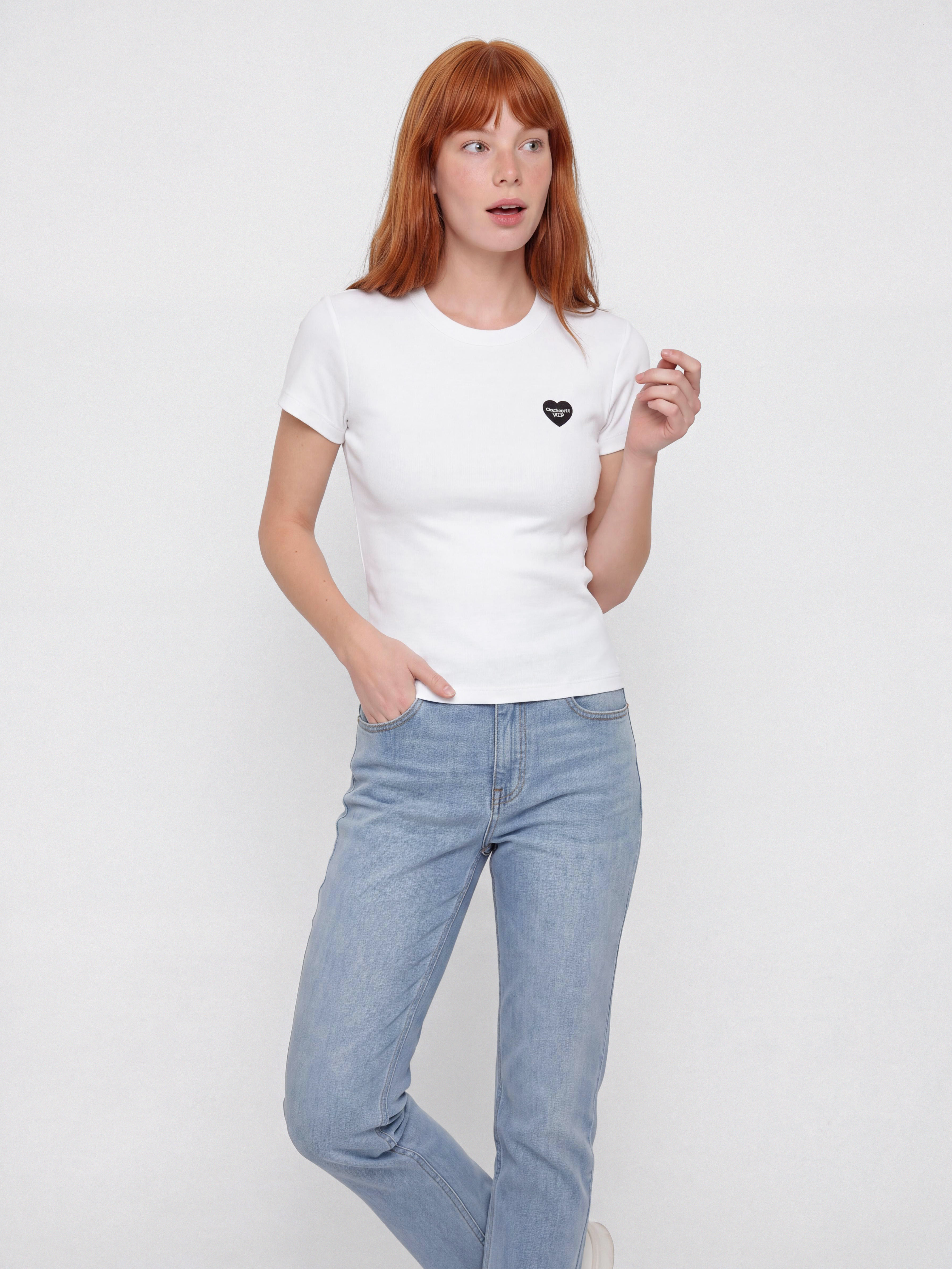Футболка Carhartt WIP Small Heart Patch Wmn (white/black)