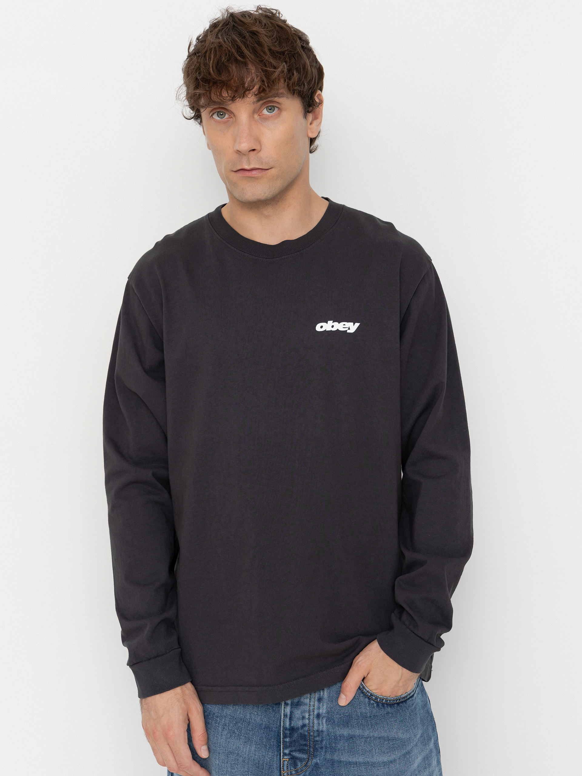 Лонгслів OBEY Vhs (pigment true vintage black)