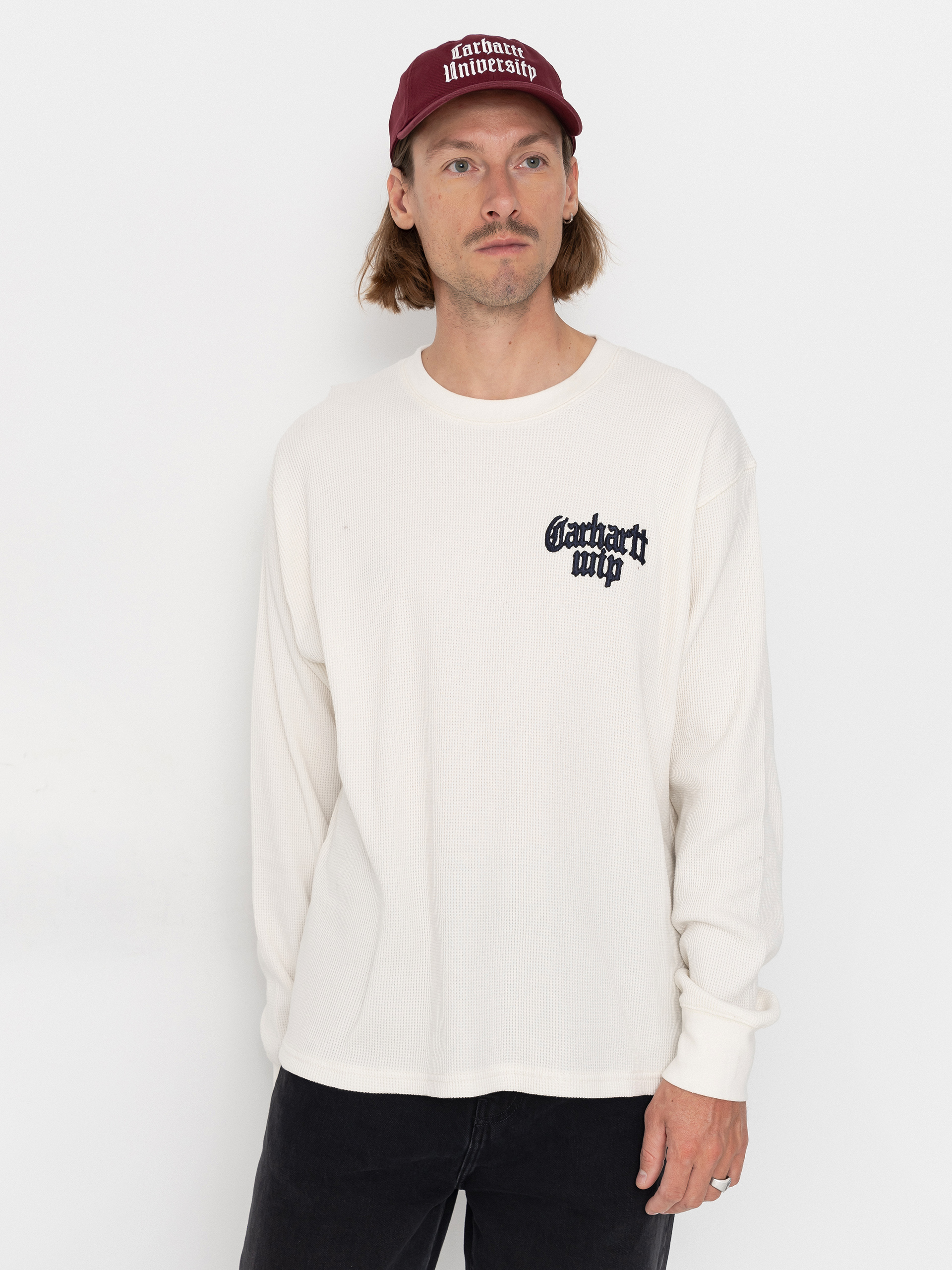 Лонгслів Carhartt WIP Blackletter Waffle (wax/black)