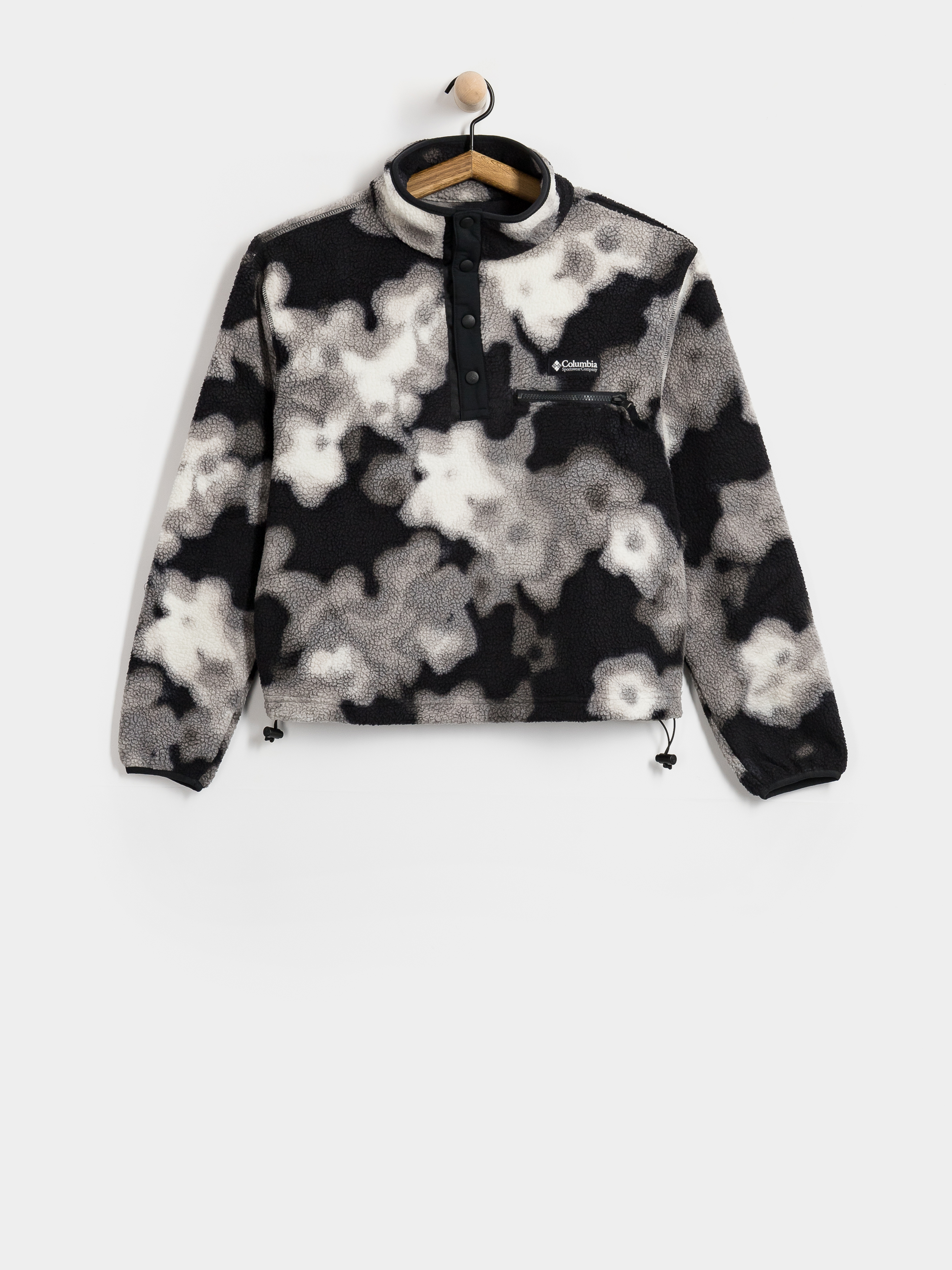Флісовий светр Columbia Helvetia II Printed Cropped Half Snap Wmn (black/dyeflowe)