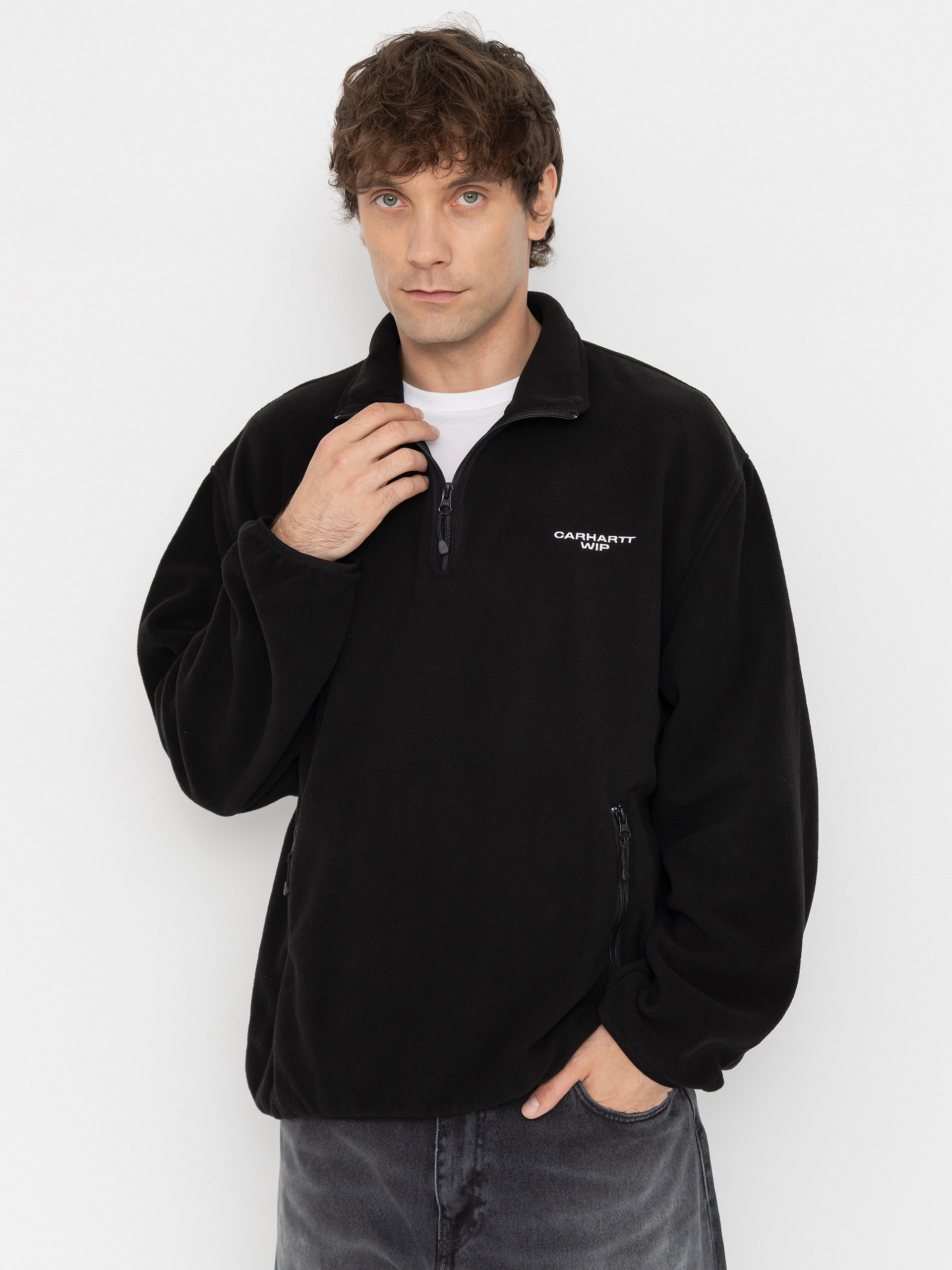 Флісовий светр Carhartt WIP Edmore Half Zip (black/white)