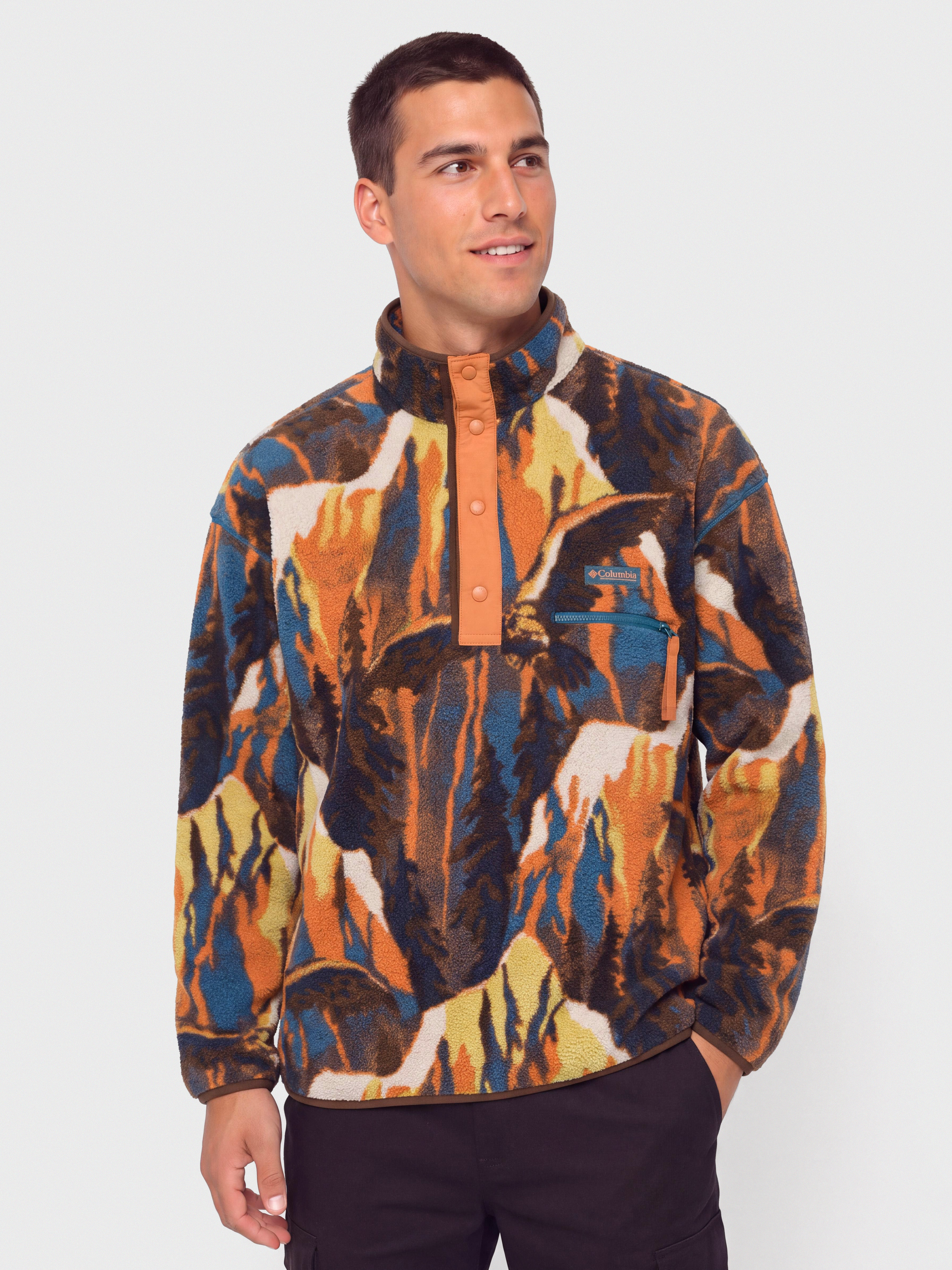 Флісовий светр Columbia Helvetia II Printed Half Snap (teak brown soar)