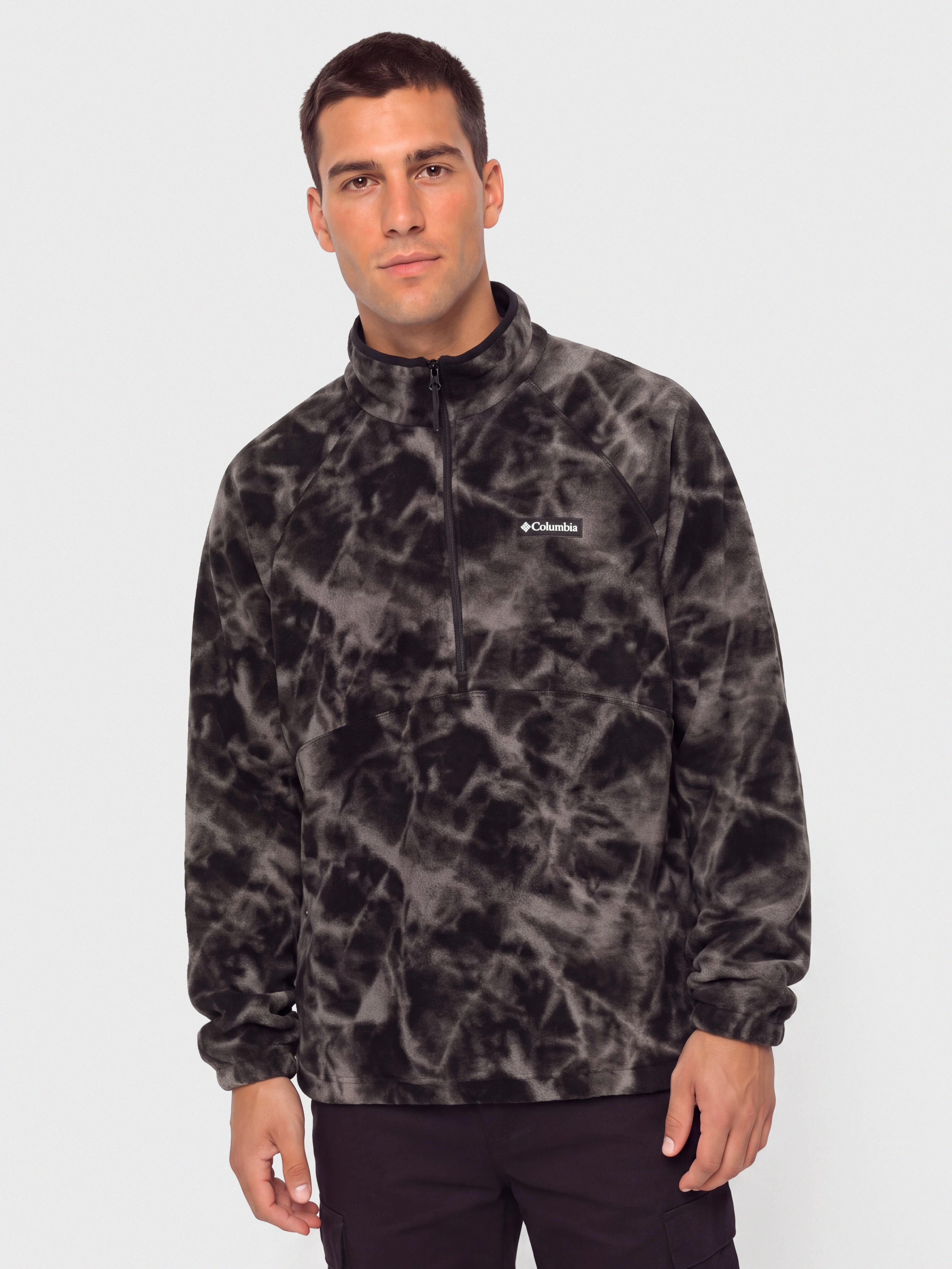 Чоловічий Флісовий светр Columbia Timber Crest MTR Printed Half Zip (black/icypeaks)