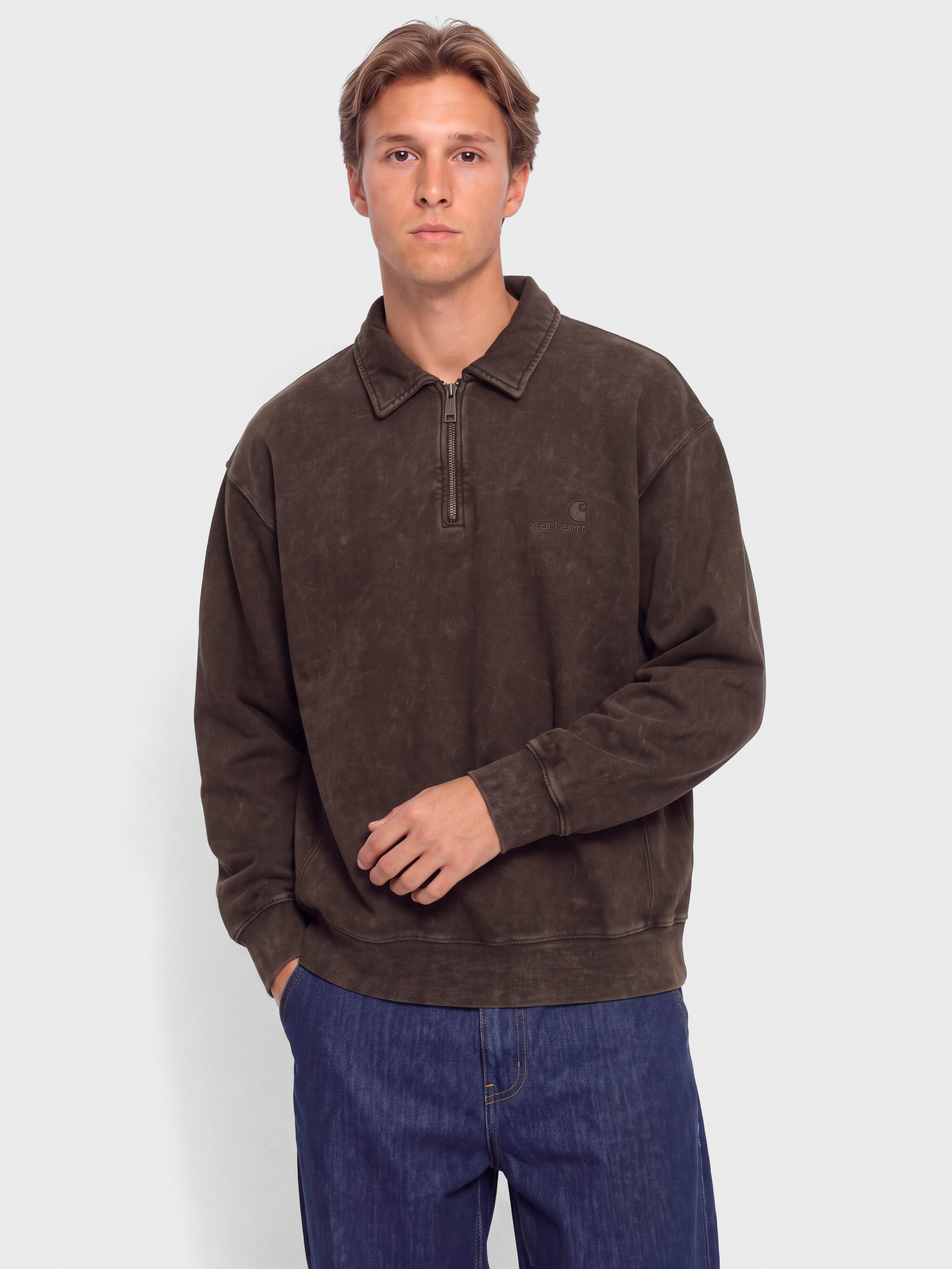 Світшот Carhartt WIP Lambert Polo (tobacco/moon wash)