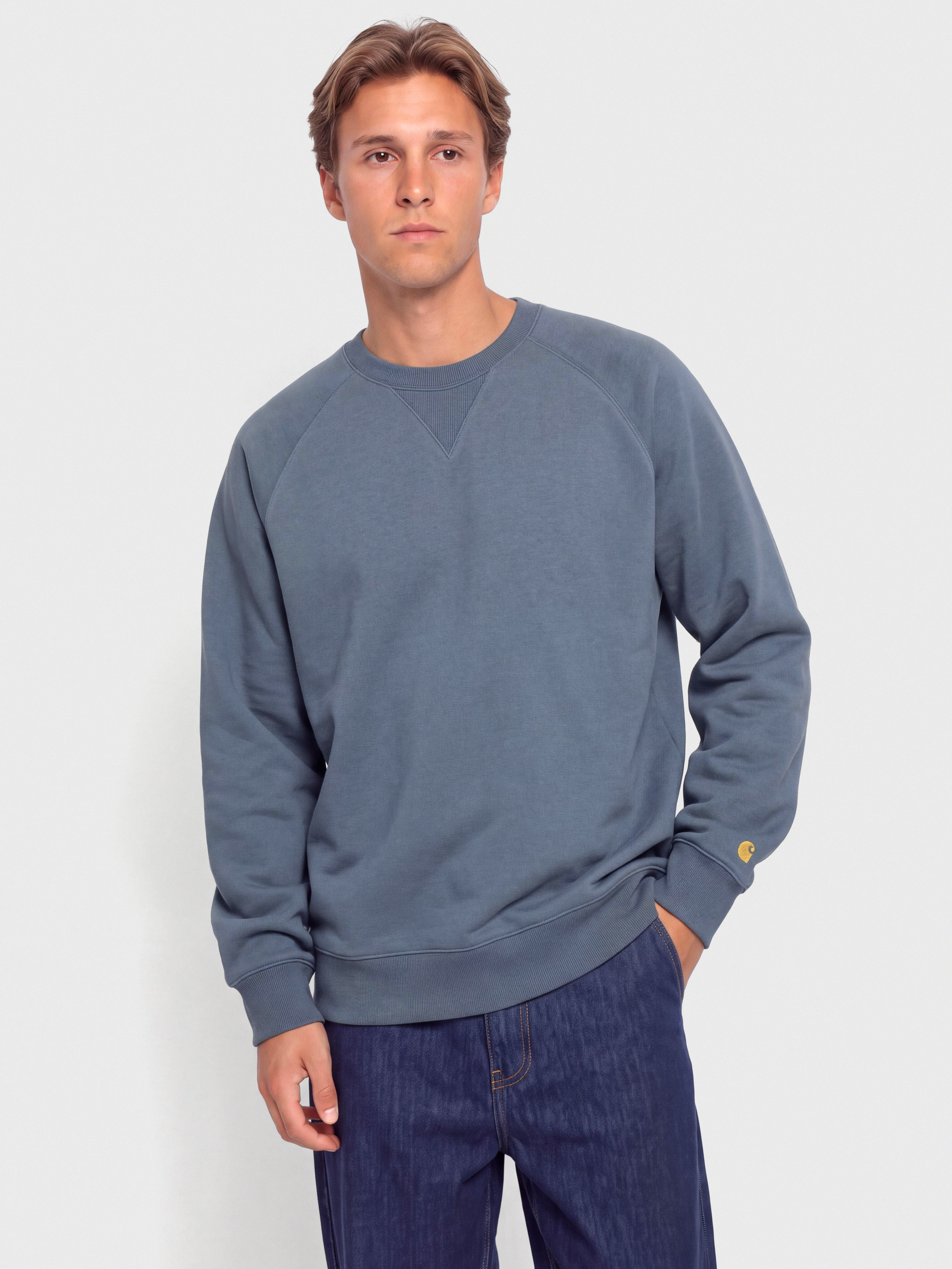 Світшот Carhartt WIP Chase (icesheet/gold)