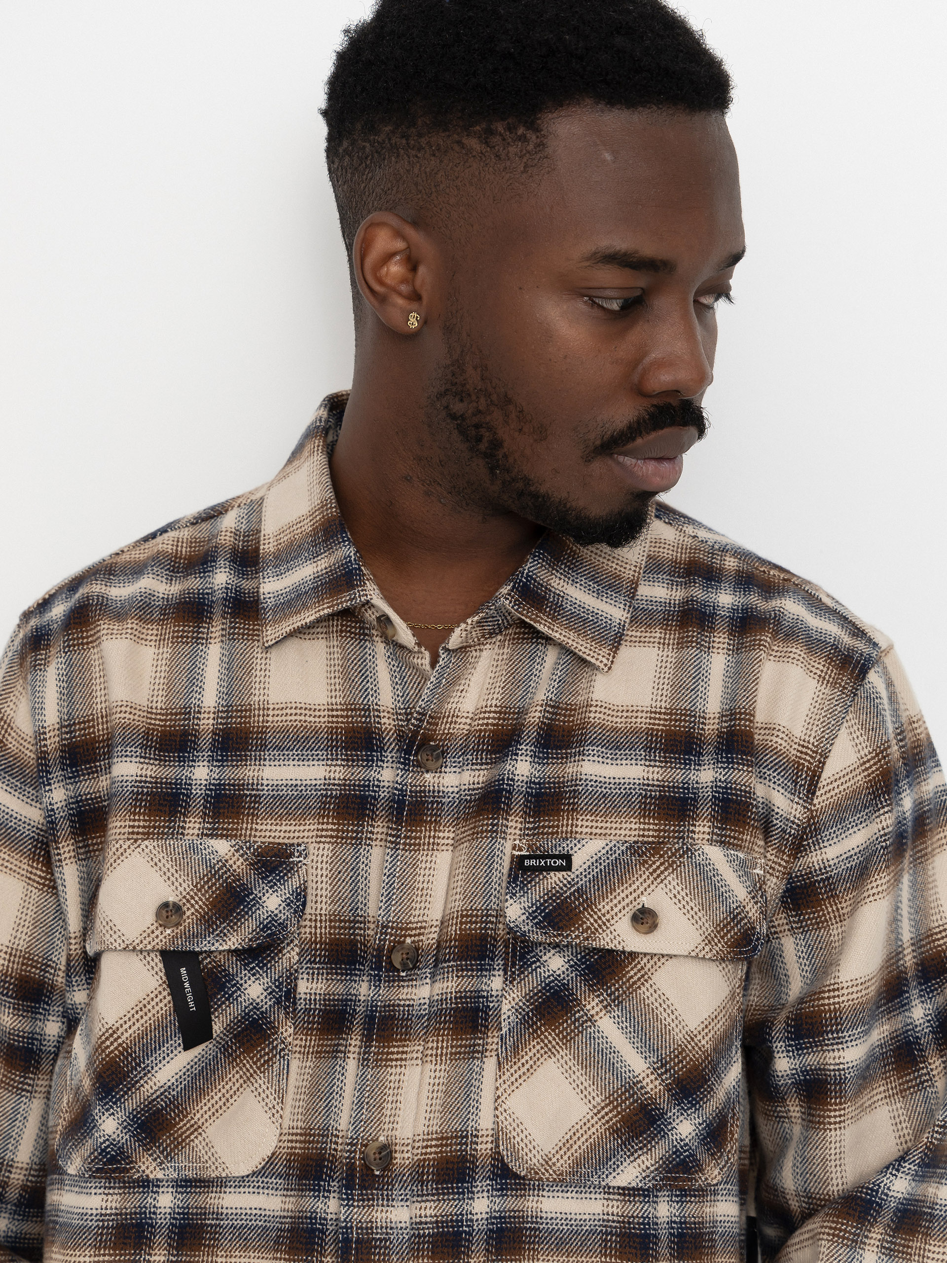 Сорочка Brixton Bowery Flannel Ls (soft brown plaid)