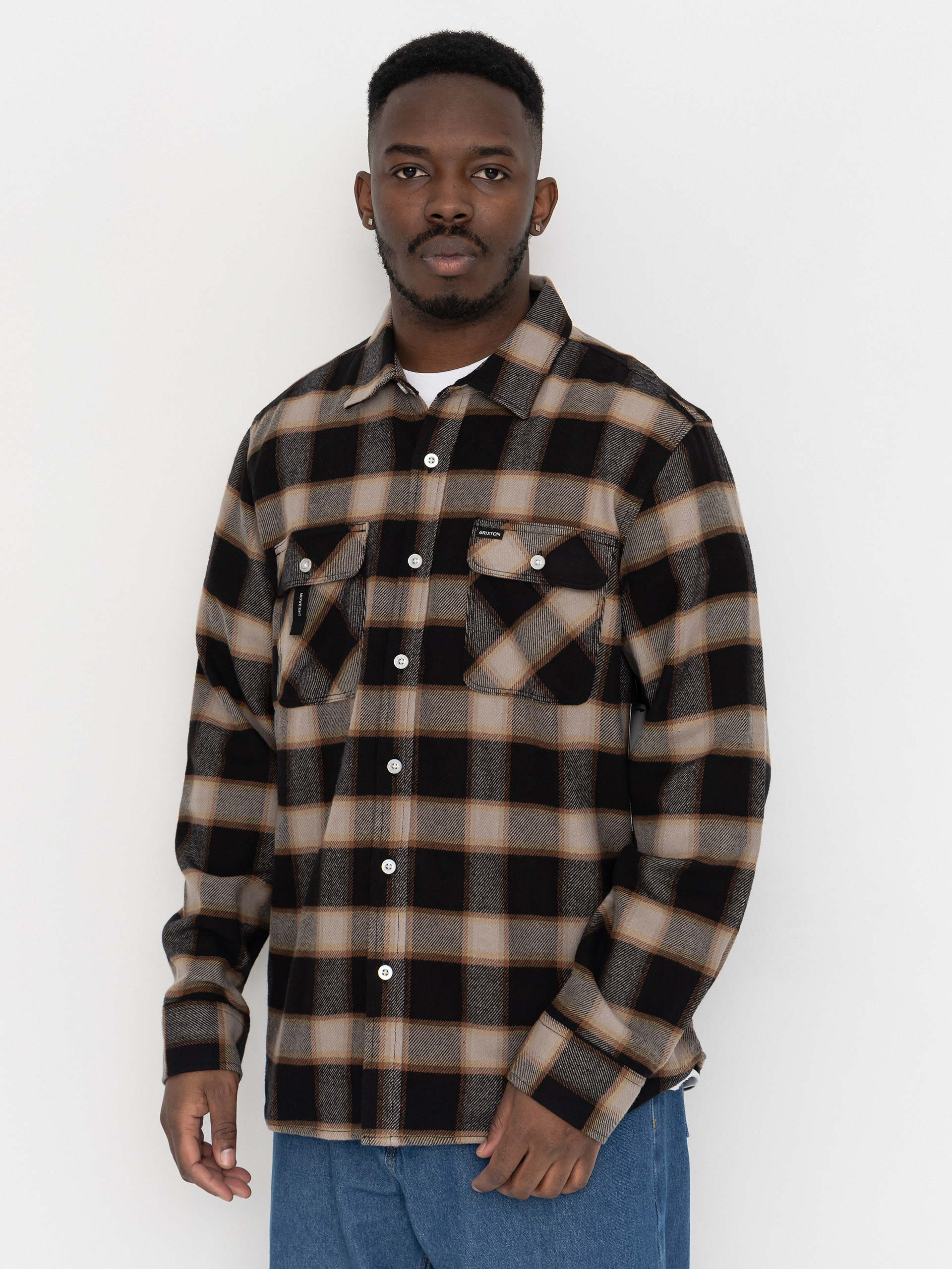 u0421u043eu0440u043eu0447u043au0430 Brixton Bowery Flannel (black/cream)