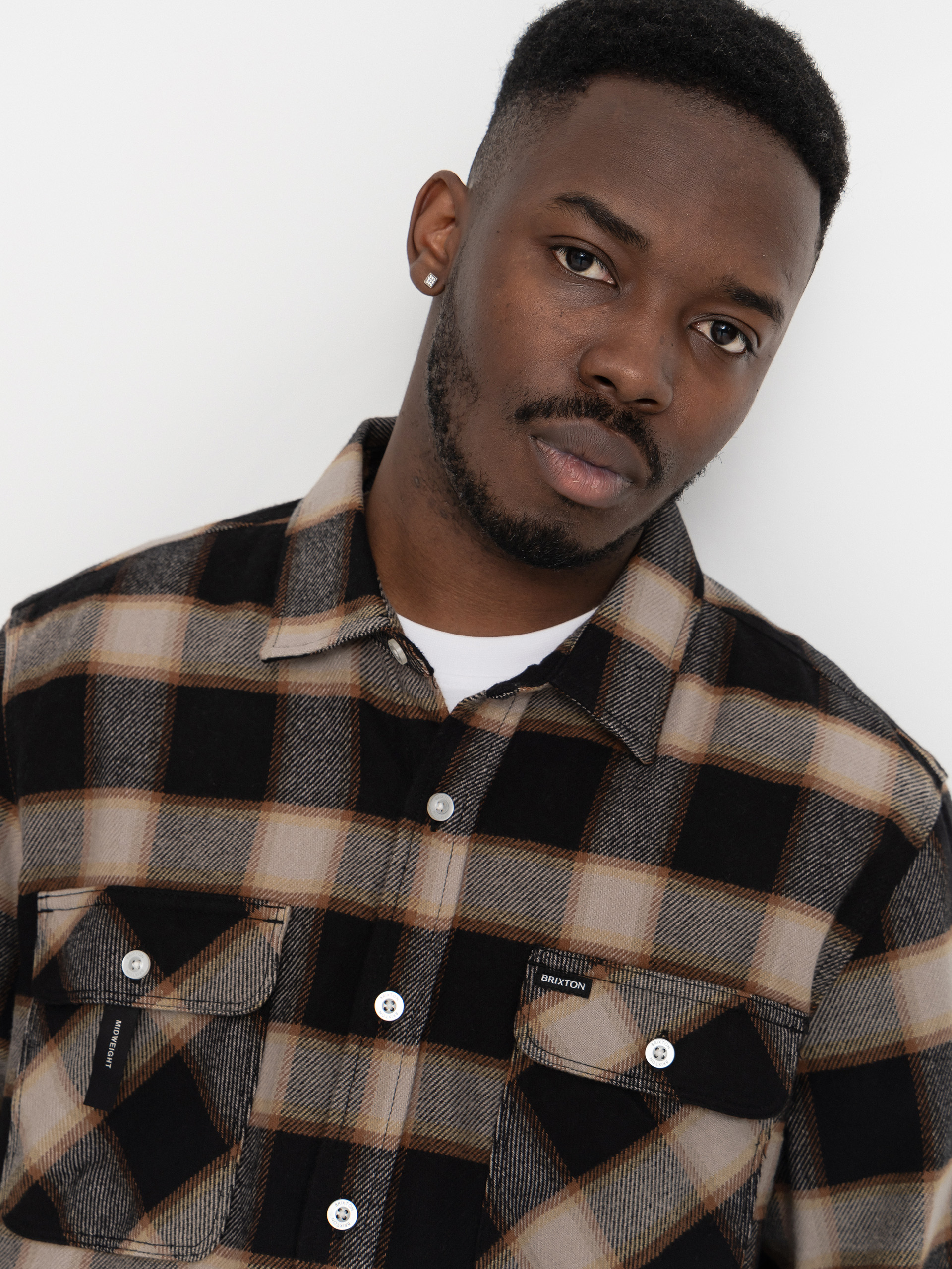 Сорочка Brixton Bowery Flannel (black/cream)